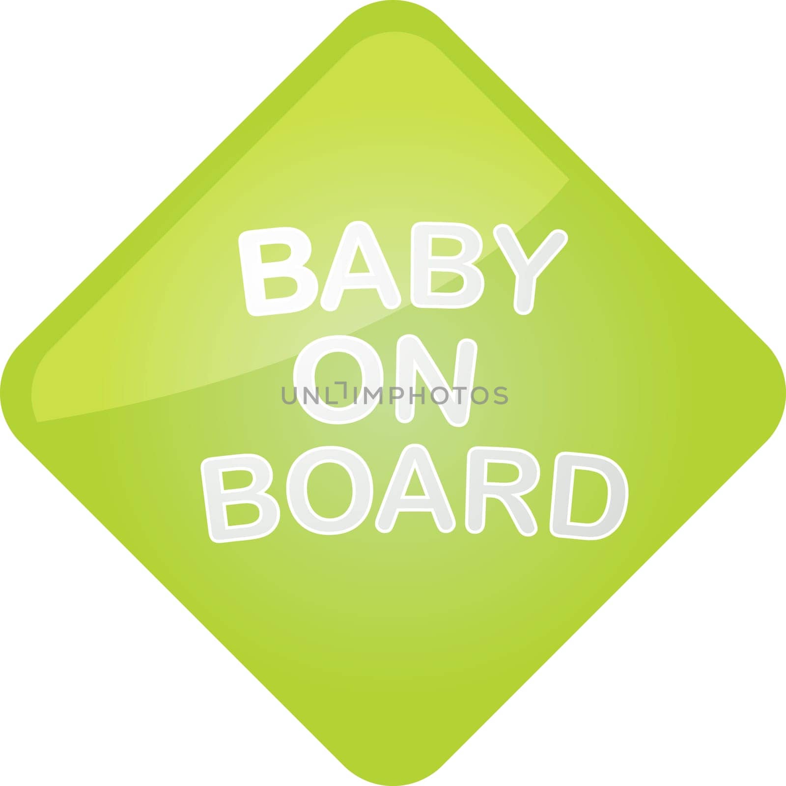 Baby on board sticker, car warning sign illustration