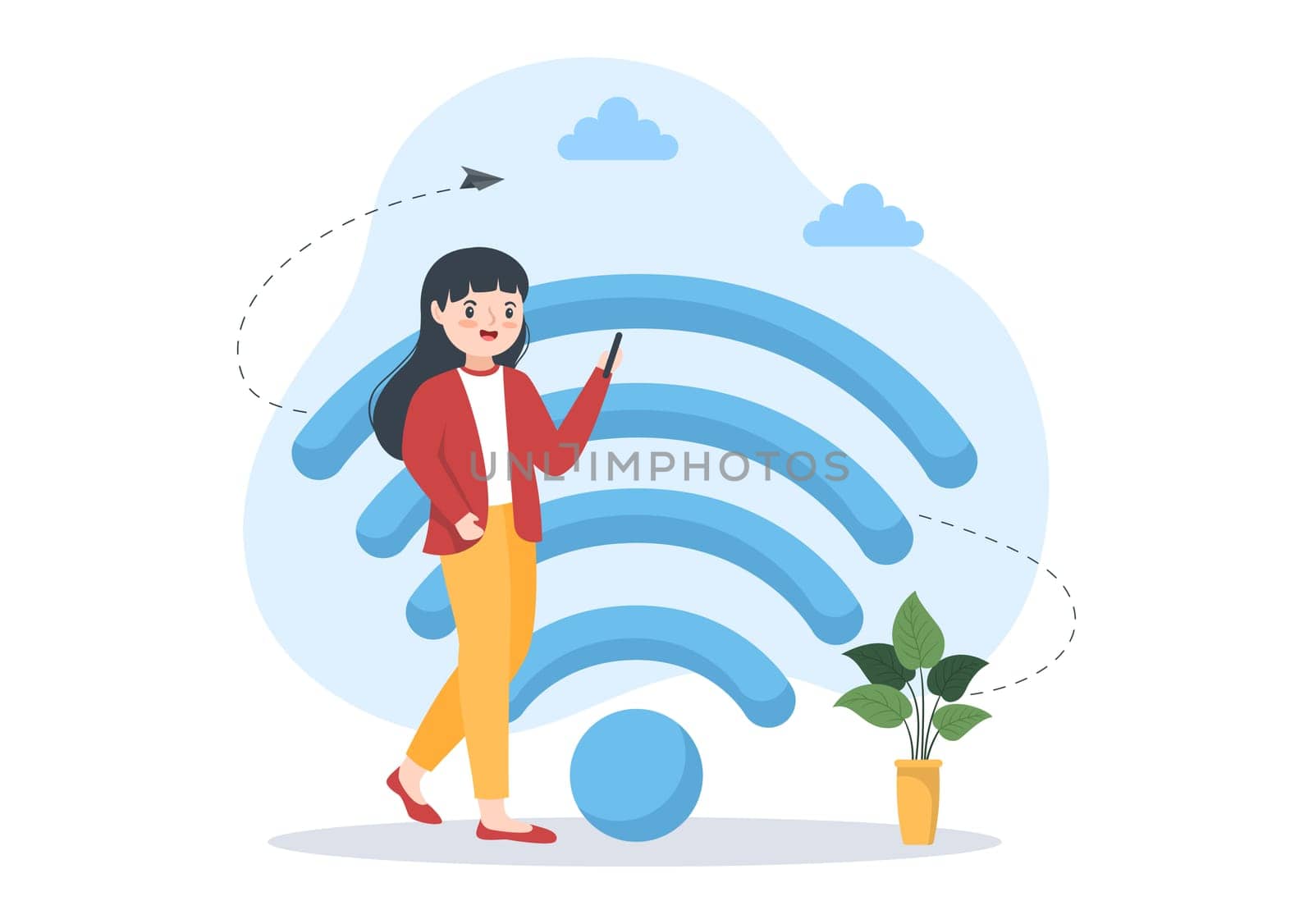 Intranet Internet Network Connection Technology to Share Confidential Company Information in Template Hand Drawn Cartoon Flat Illustration