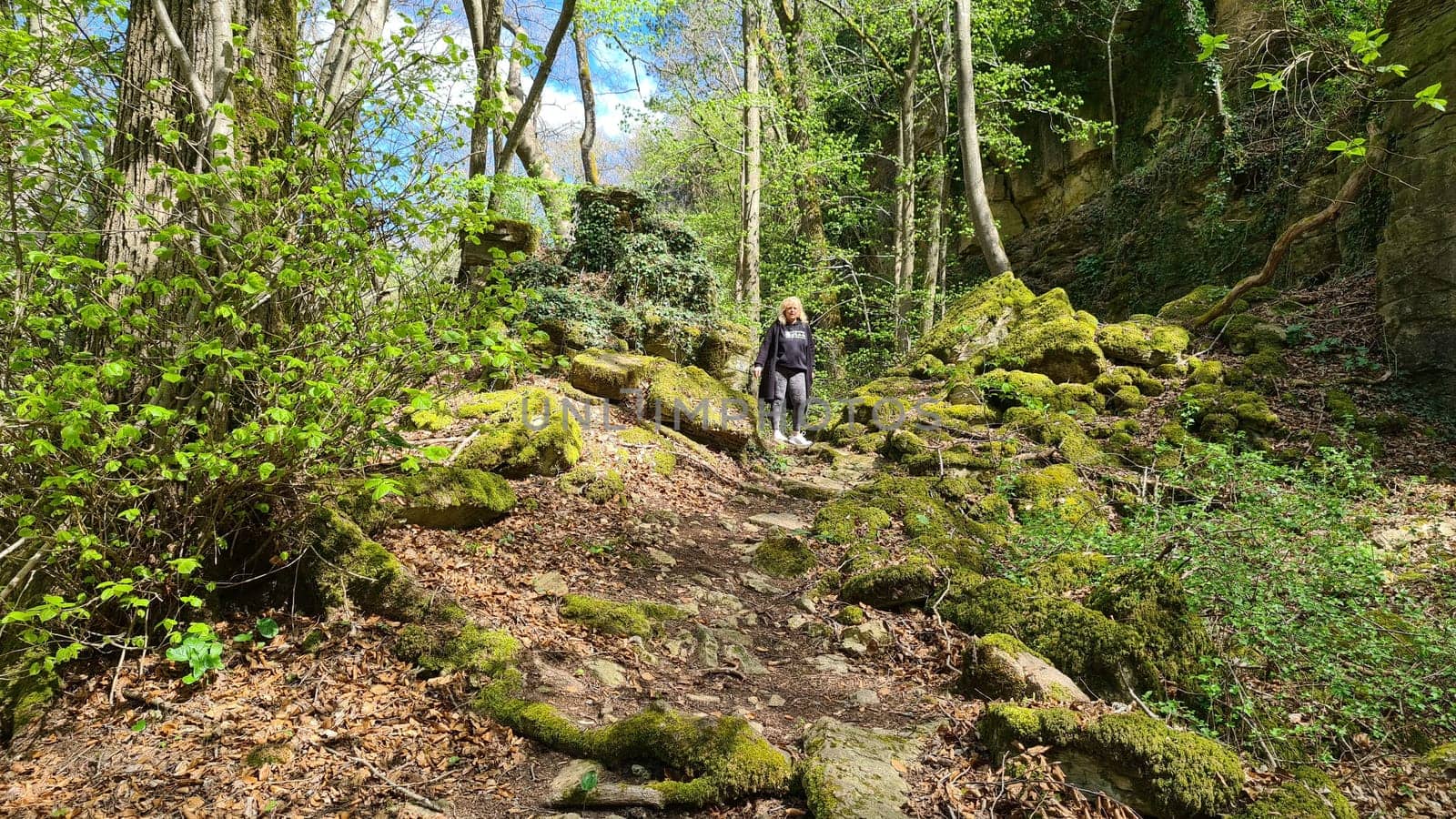 Old vineyards in Rosport in the Moselle Valley on the border between Luxembourg and Germany on the hiking trail "Hoelt R7 - In the footsteps of the white woman"""