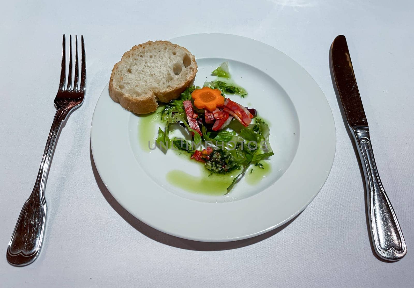 Fresh prepared salad on a plate, bowl.