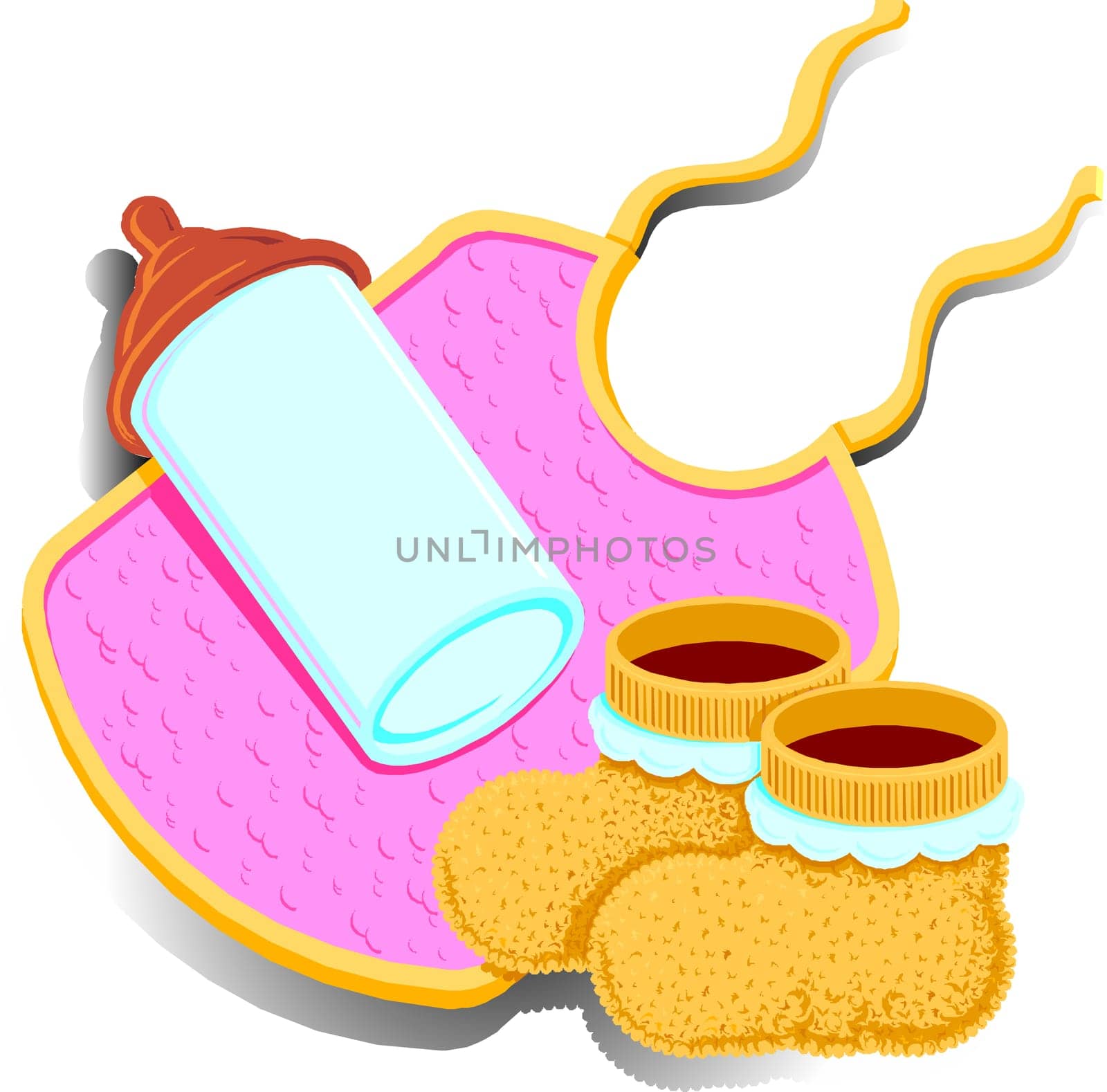 Vector Illustration of Baby Stuff for a girl.