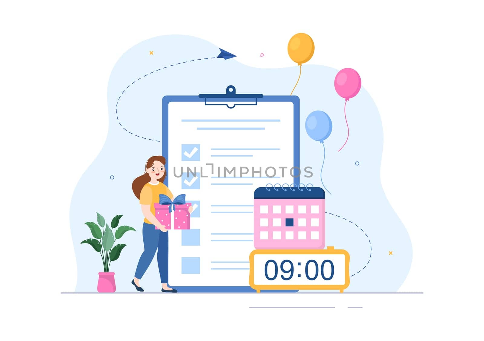 Event Planner Template Hand Drawn Cartoon Flat Illustration with Planning Schedule, Time Management, Business Agenda and Calendar Concept