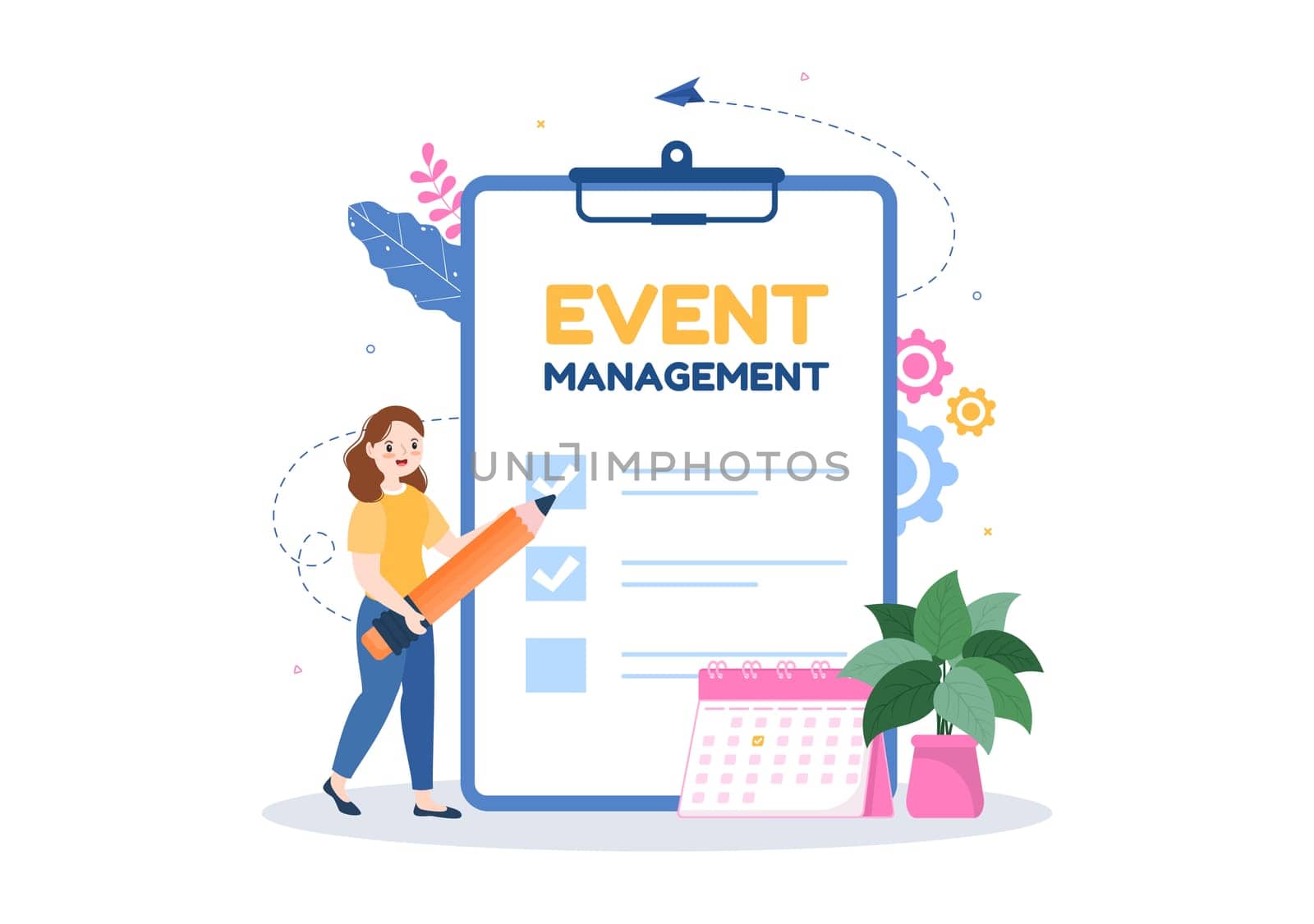 Event Planner Template Hand Drawn Cartoon Flat Illustration with Planning Schedule, Time Management, Business Agenda and Calendar Concept
