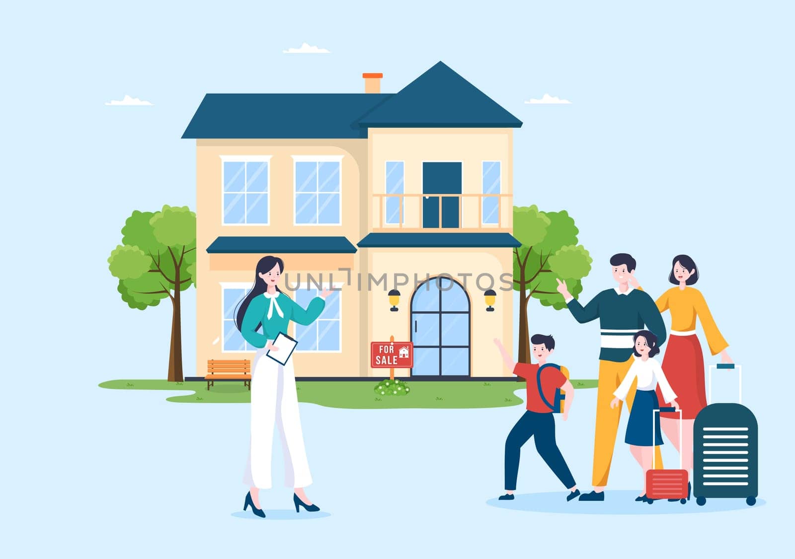 Land Broker Template Hand Drawn Cartoon Flat Illustration with Bridging Investors or Buyers and Sellers Agent for Buy, Rent and Sell Property