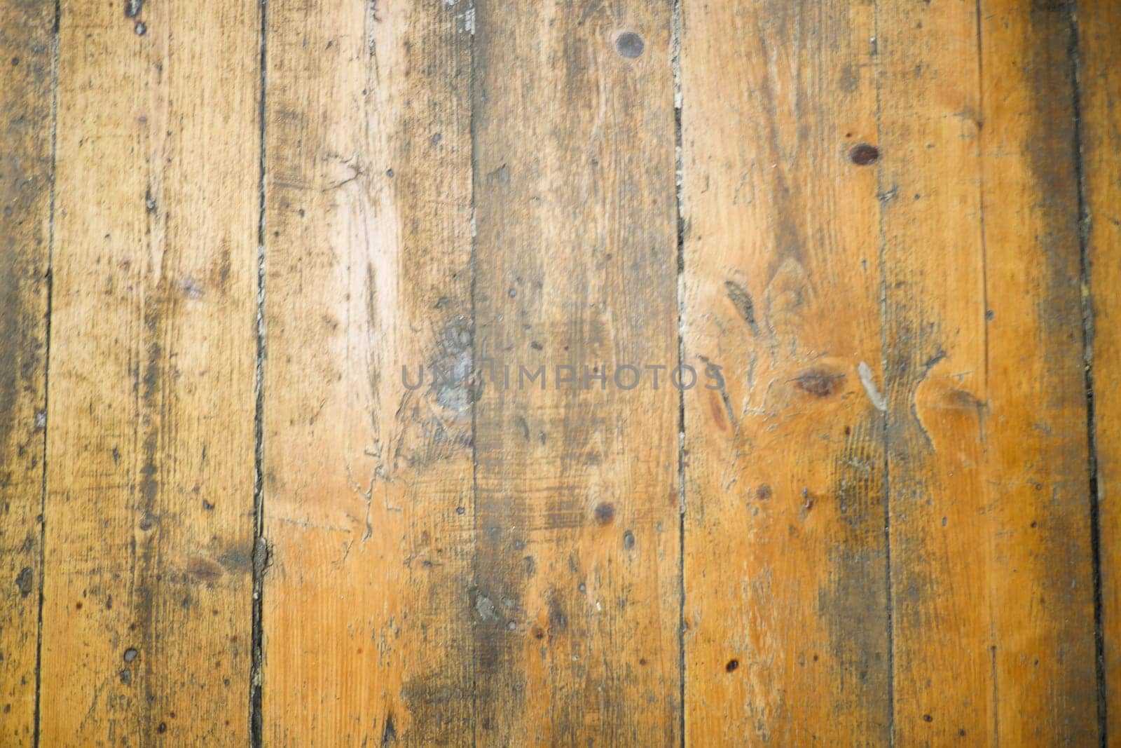 Close-up of a rustic wooden floor showcasing natural grain and wear.