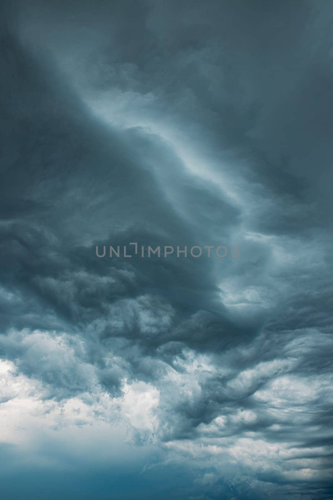 Stormy Sky Before Rain Thunderstorm. Storm Cloudy Sky Background.