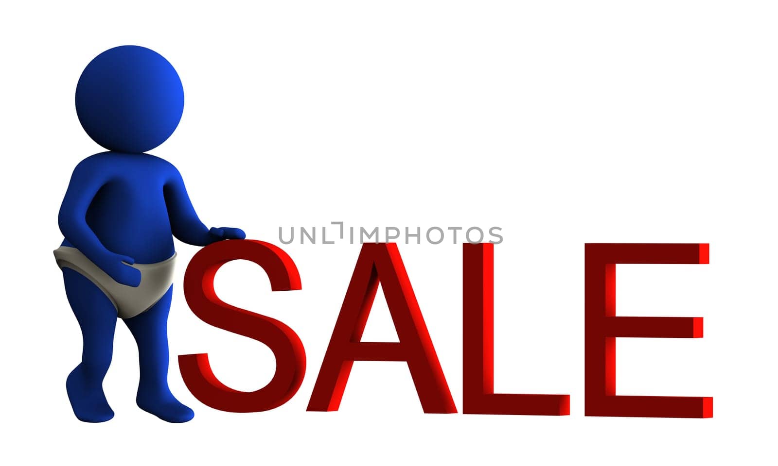 Figure in action 3d generated on a white background