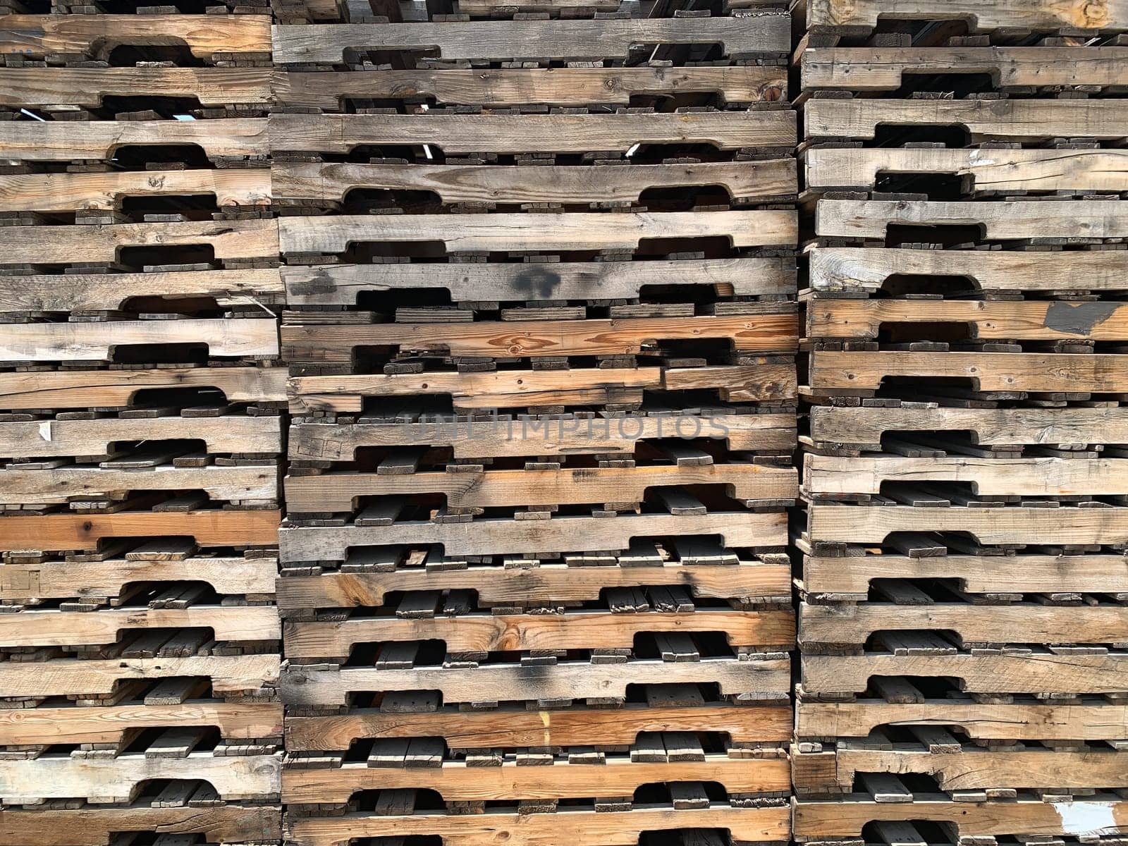 Abstract of Stacked Wooden Pallets