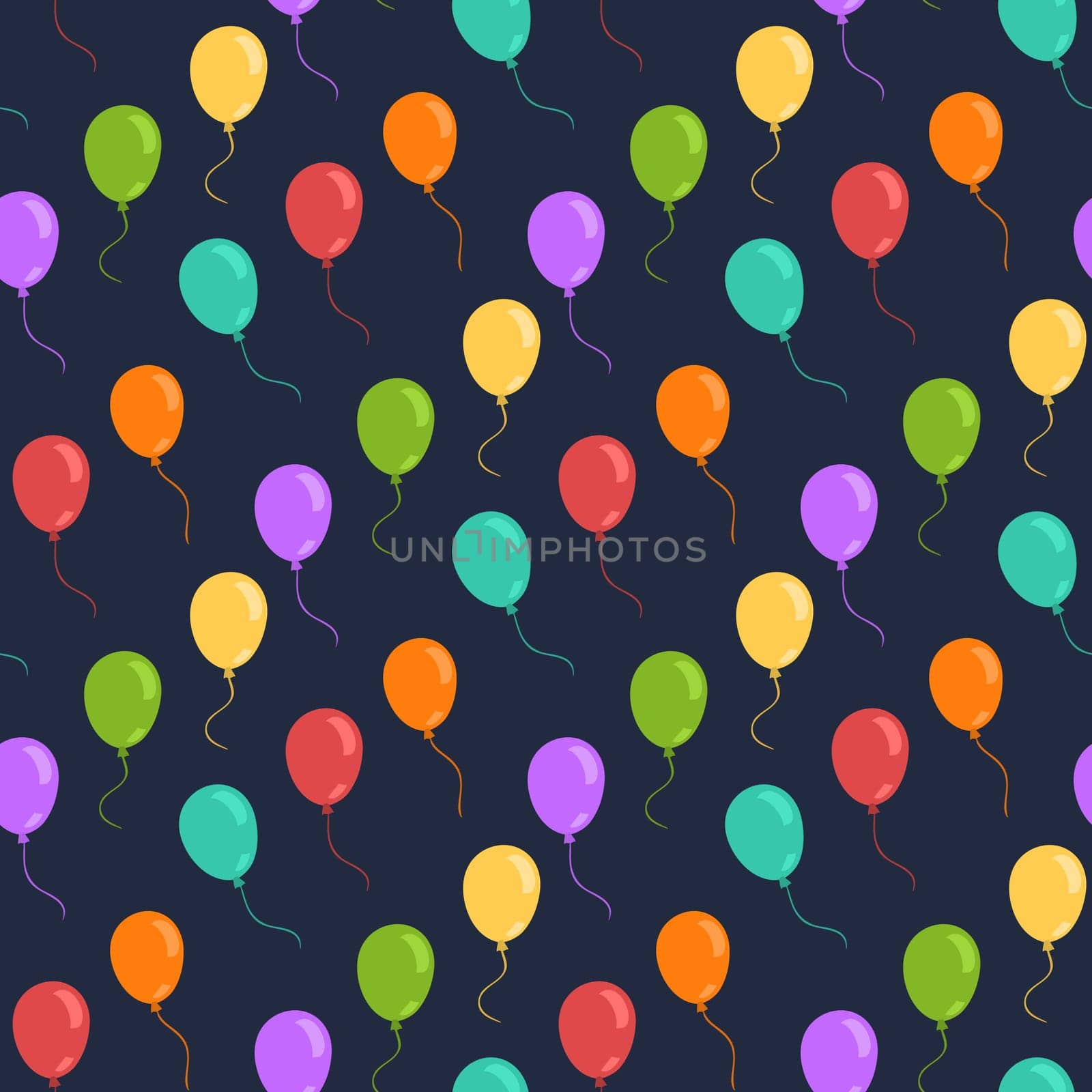 Ballons seamless vector pattern.Party background on a dark blue background