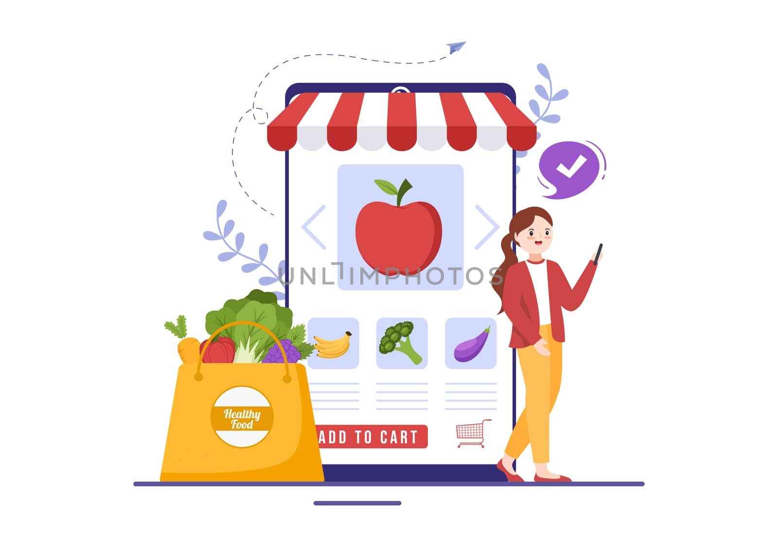 Nutrition Store with Dietary Supplement of Vitamins and Minerals such as Fresh Fruit or Vegetables Template Hand Drawn Cartoon Flat Illustration