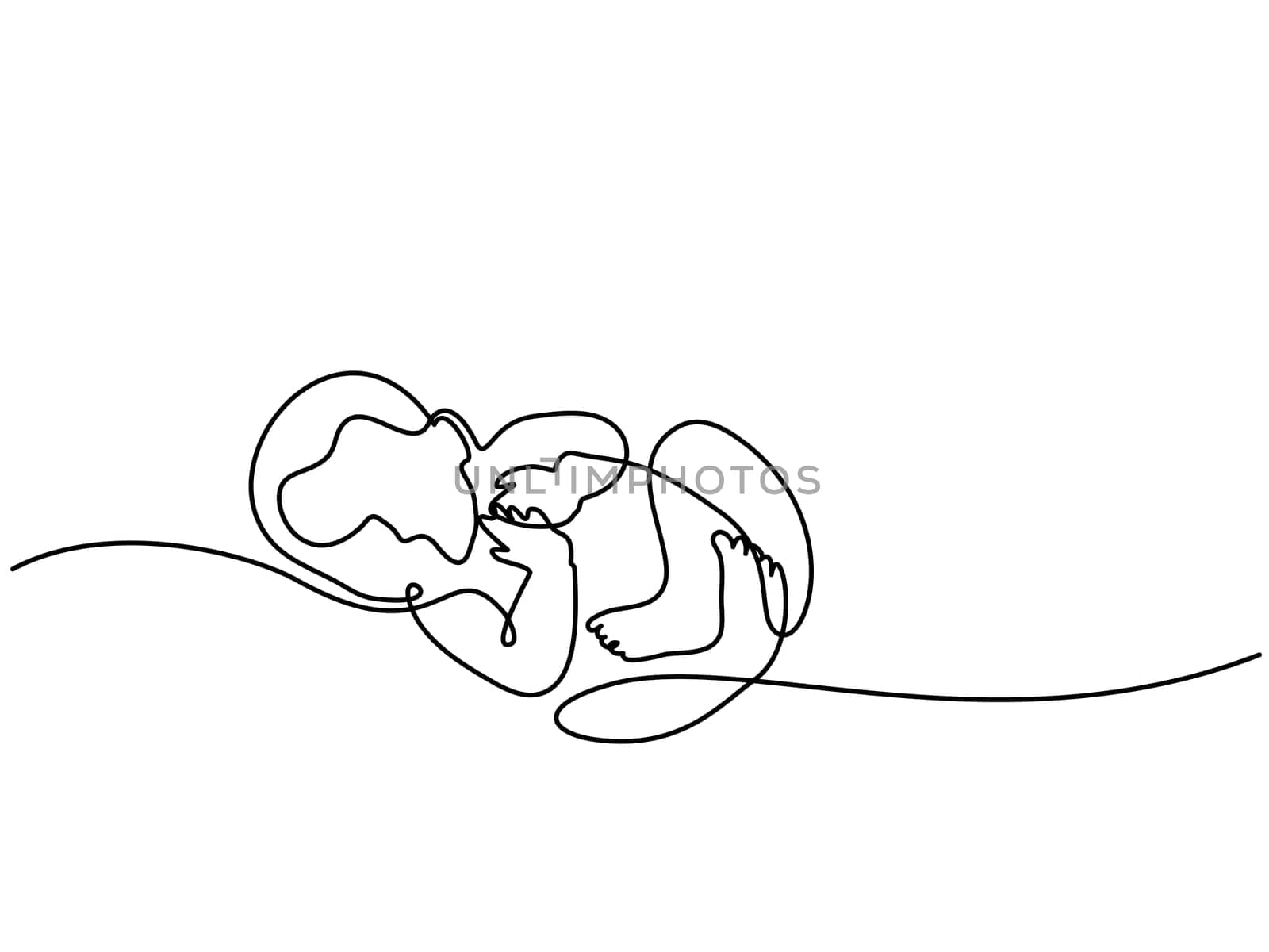 Continuous line drawing. Cute baby is lying on the white background. Vector illustration. Concept for logo, card, banner, poster, flyer