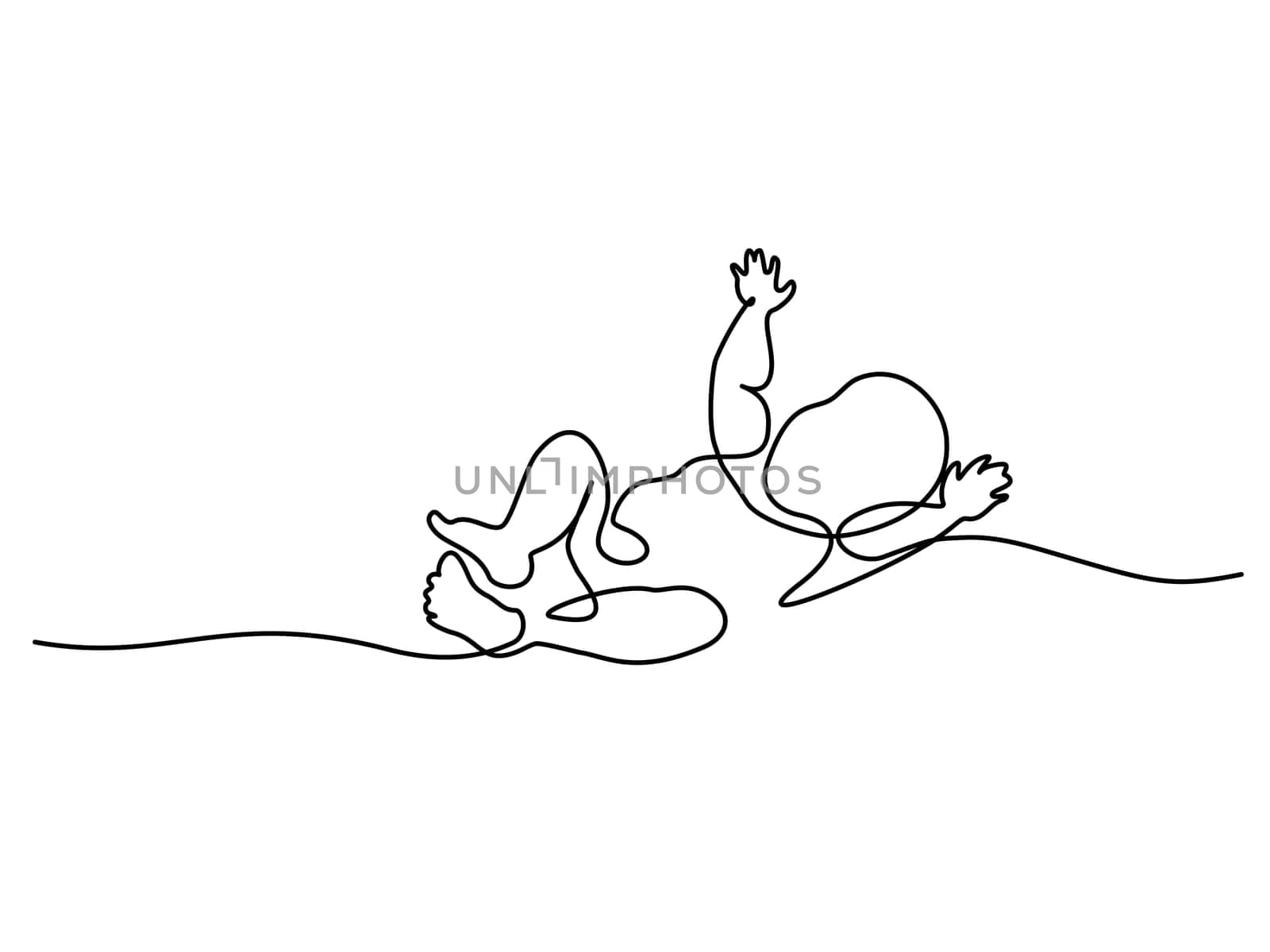 Continuous line drawing. Cute baby is lying on the white background. Vector illustration. Concept for logo, card, banner, poster, flyer