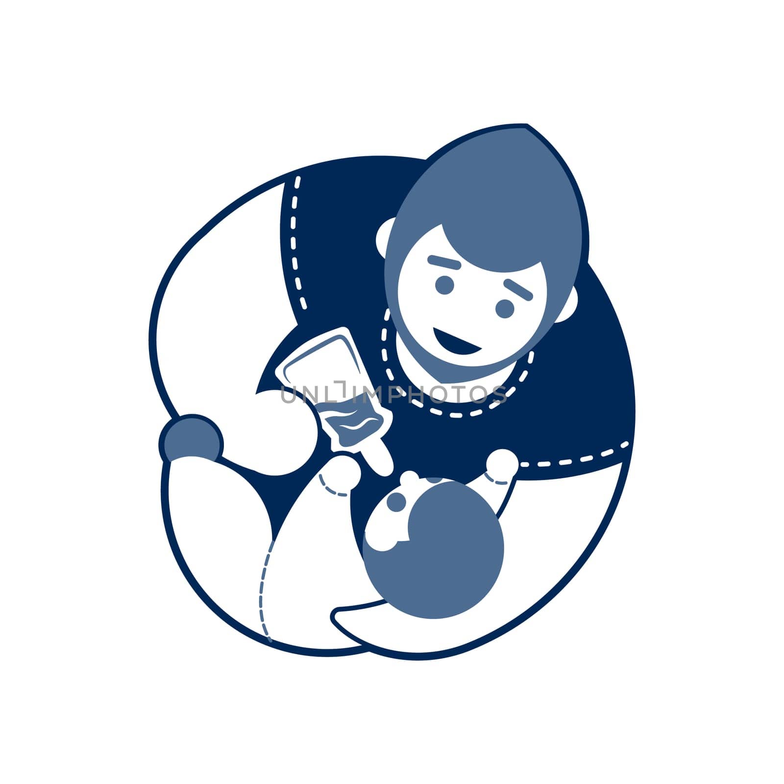 father keeps the baby and feeds him from the bottle. Monochrome emblem of parent care. Flat Illustration for logo, sign, simbol You can use product design for babies and parents, for invitations and congratulations on your father s day. Isolated object on white.