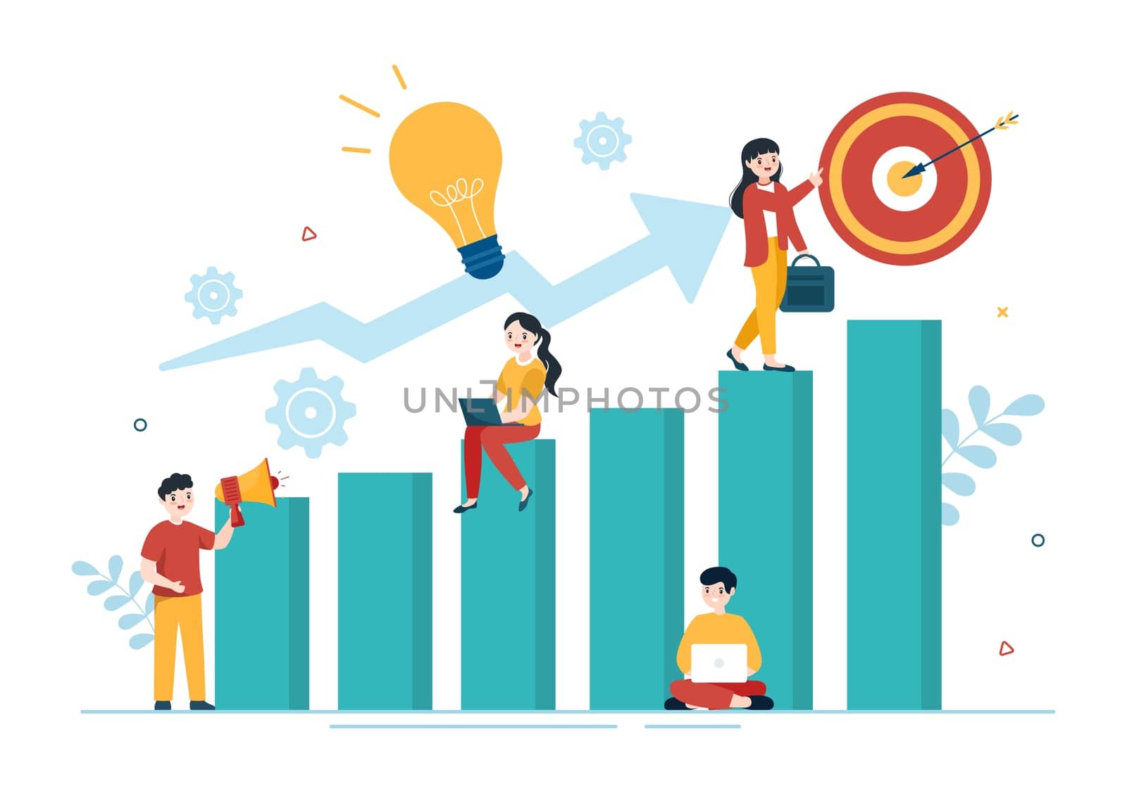 Life Coach for Consultation, Education, Motivation, Mentoring Perspective and Self Coaching in Template Hand Drawn Cartoon Flat Illustration