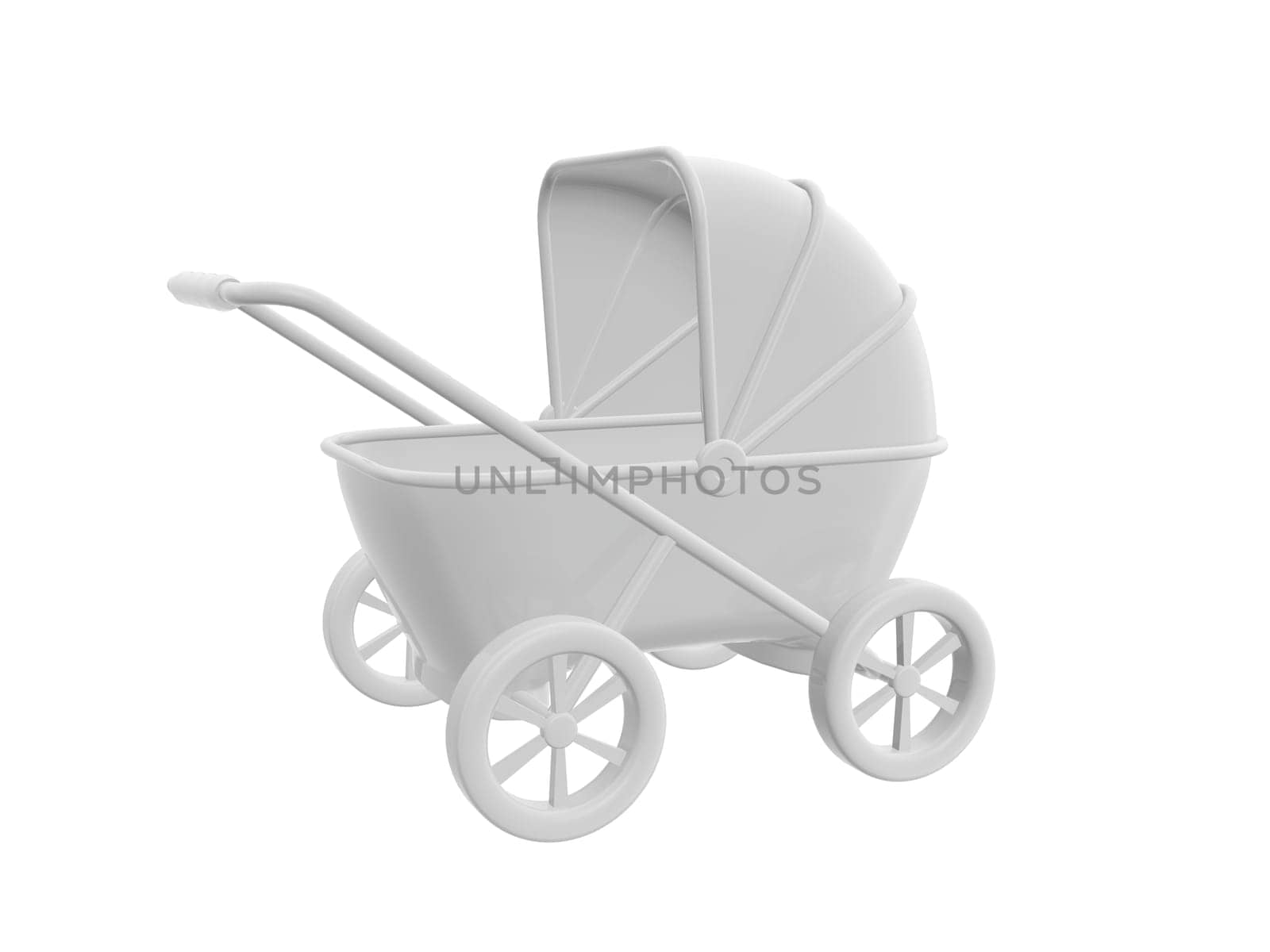 white baby carriage isolated on white background