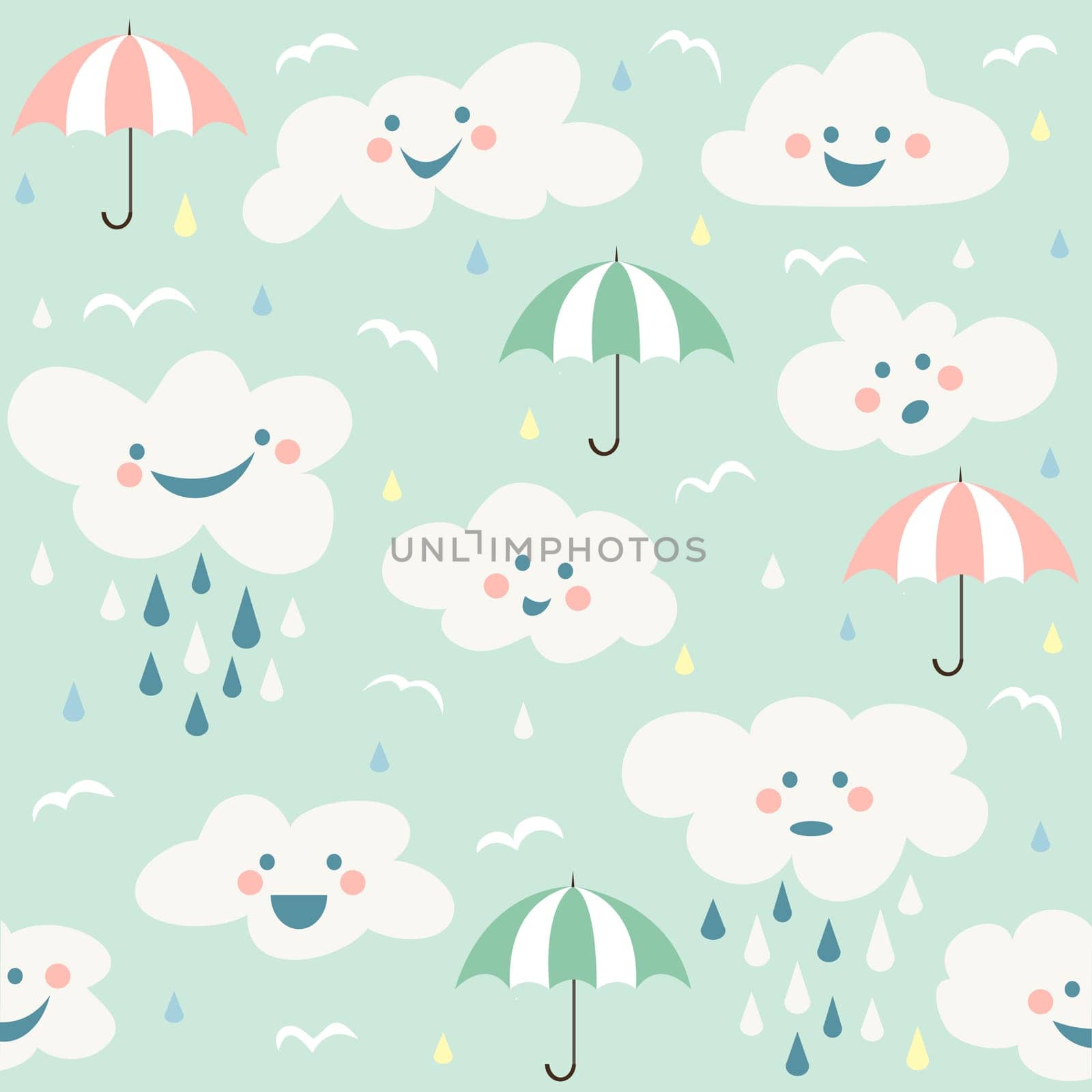 Cute baby cloud pattern vector seamless