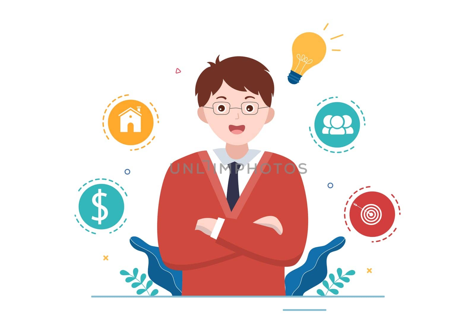 Life Coach for Consultation, Education, Motivation, Mentoring Perspective and Self Coaching in Template Hand Drawn Cartoon Flat Illustration