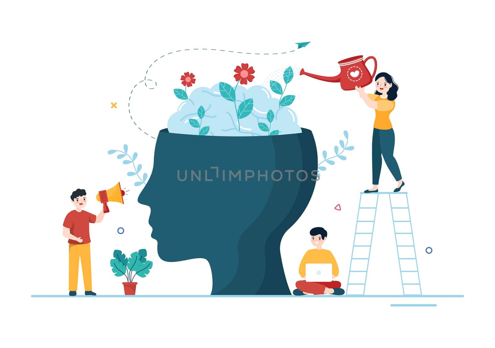 Life Coach for Consultation, Education, Motivation, Mentoring Perspective and Self Coaching in Template Hand Drawn Cartoon Flat Illustration