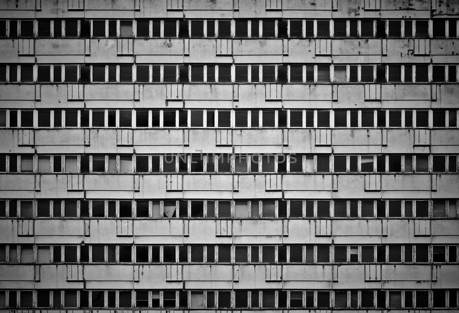 dilapidated vacant slab building in the centre of Berlin