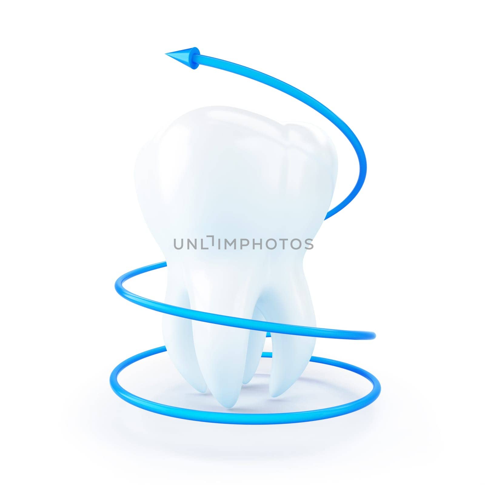 moving tooth blue arrow isolated on a white background