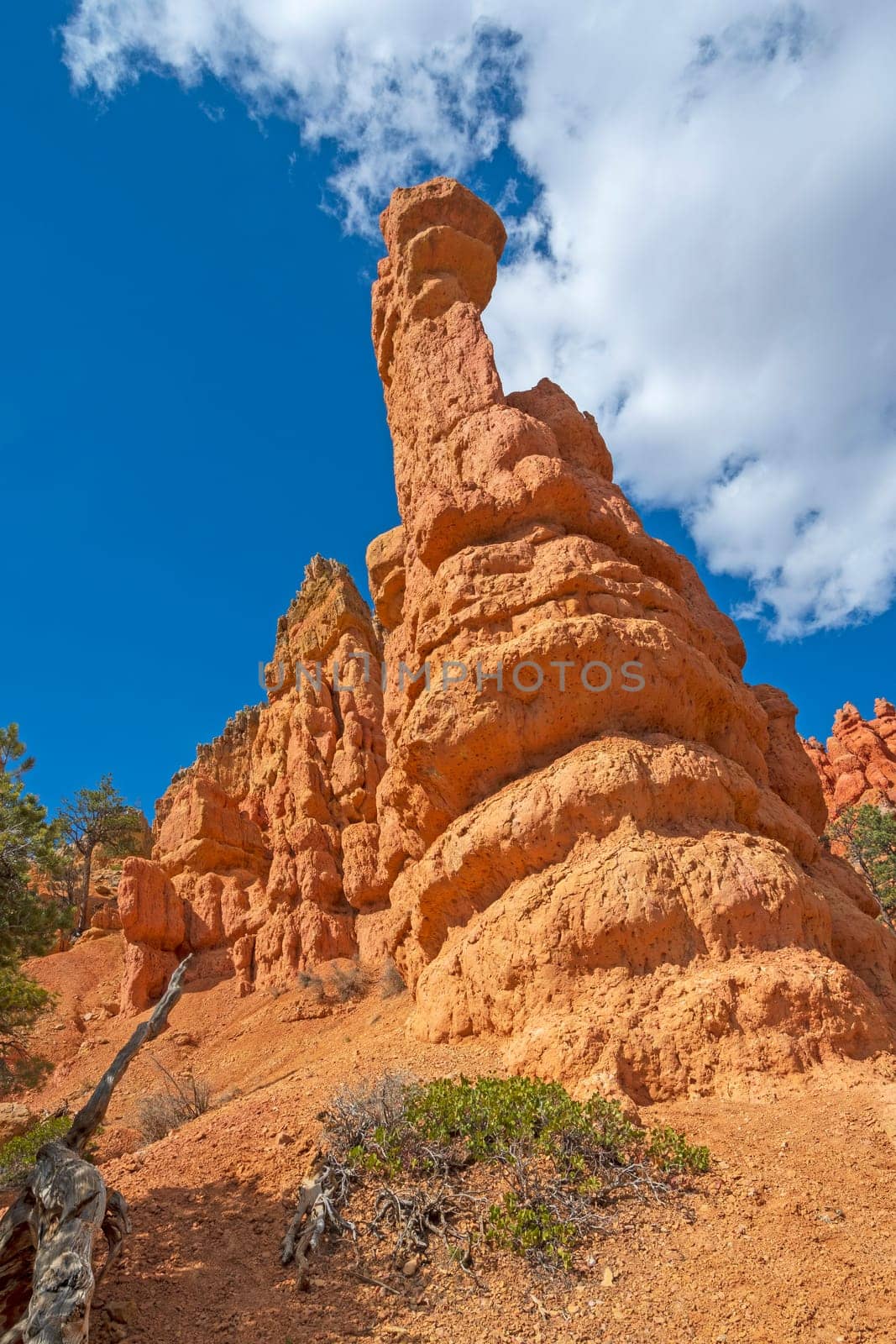 Eroded Pinnacle Reaching to the Sky in Red Canyon in Utah