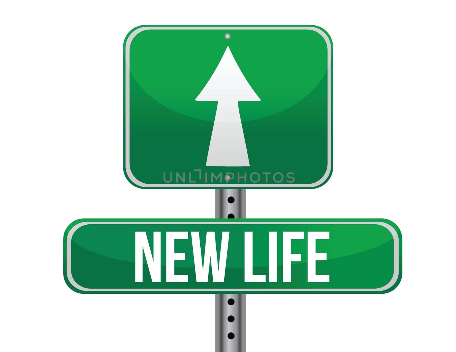 start new life road sign illustration design over white