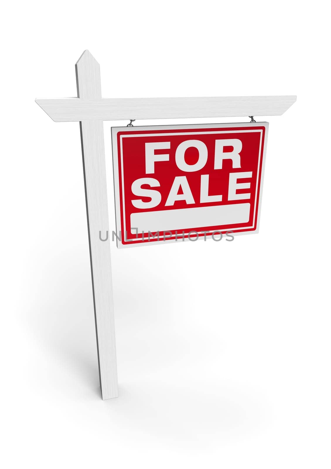 3D Illustration For Sale Real Estate Sign Isolated on White Background.