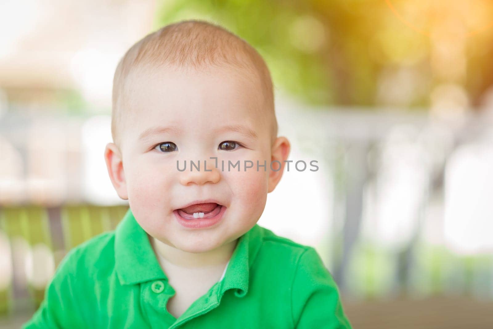 Portrait of A Happy Mixed Race Chinese and Caucasian Baby Boy