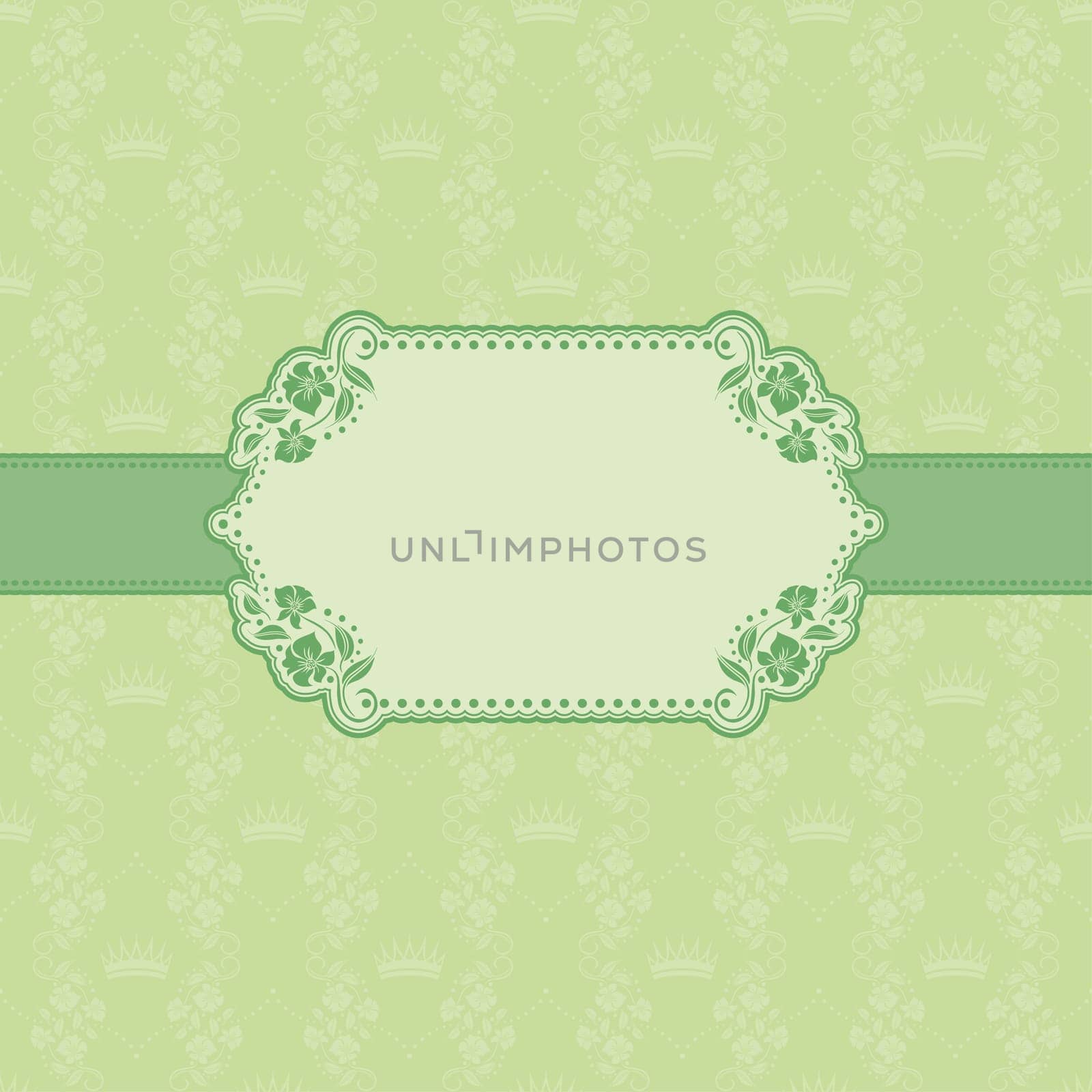 Vector template frame design for greeting card . Background - seamless pattern.