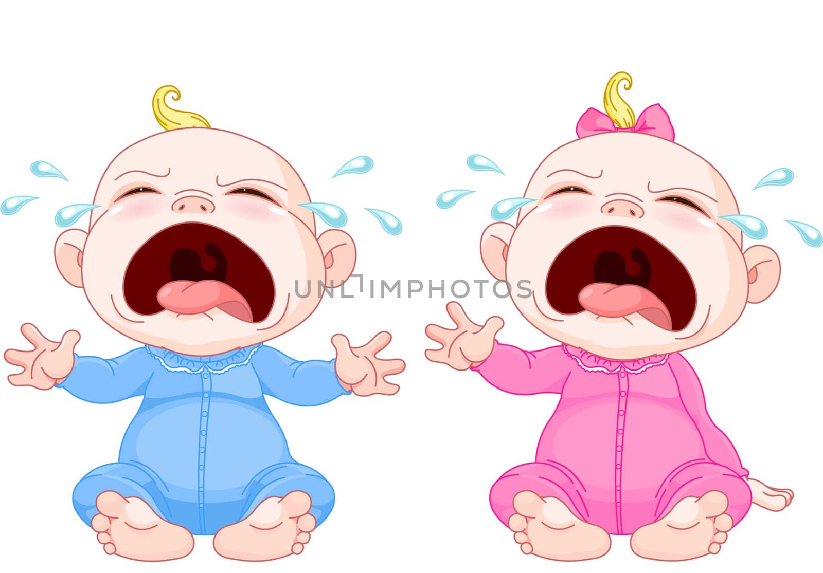 Cute crying baby twins