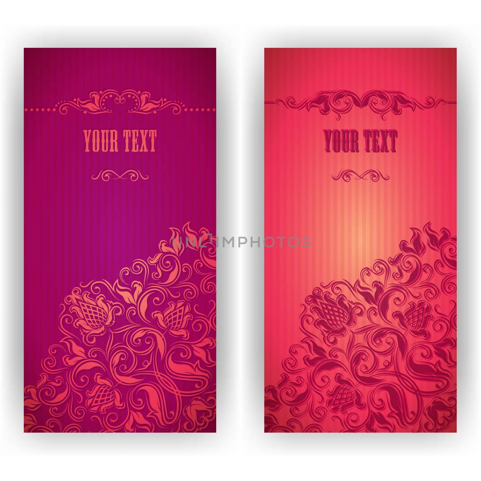 Template design for invitation with damask ornaments. Vector illustration. EPS 10
