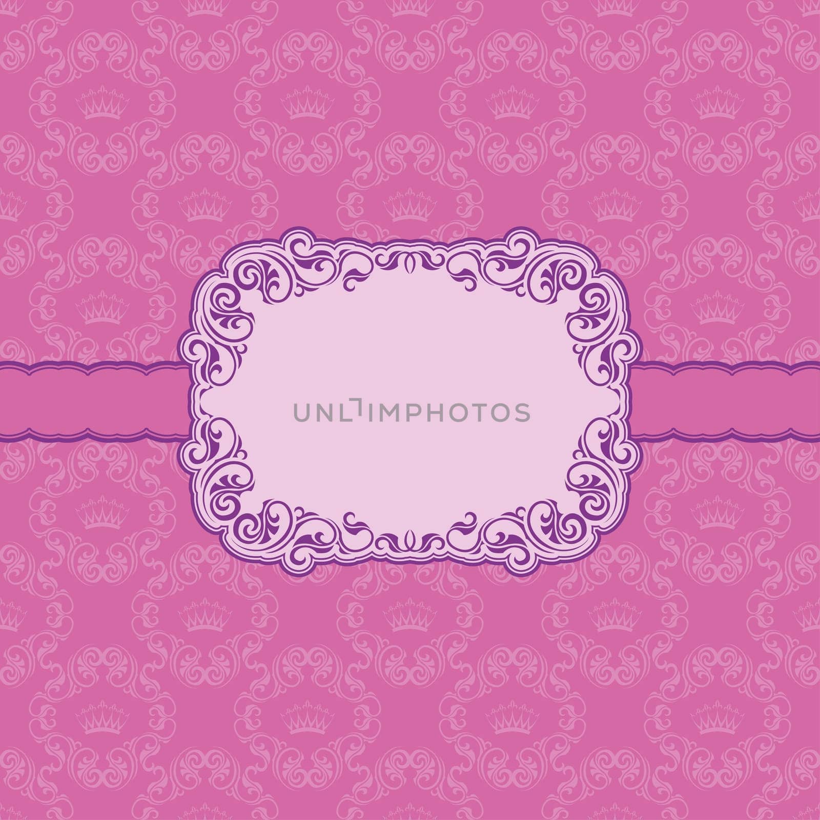 Vector template frame design for greeting card . Background - seamless pattern.