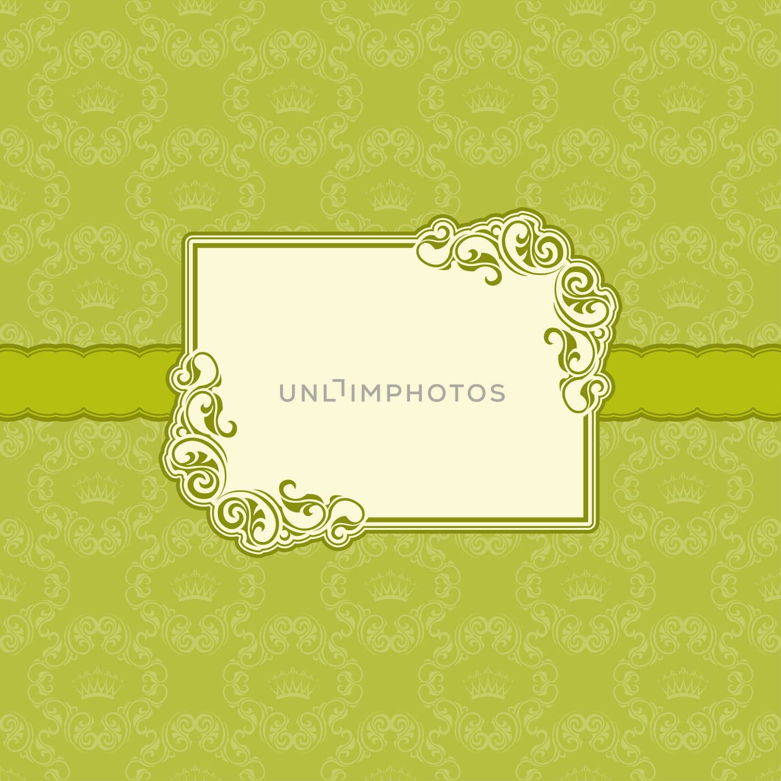 Vector template frame design for greeting card . Background - seamless pattern.