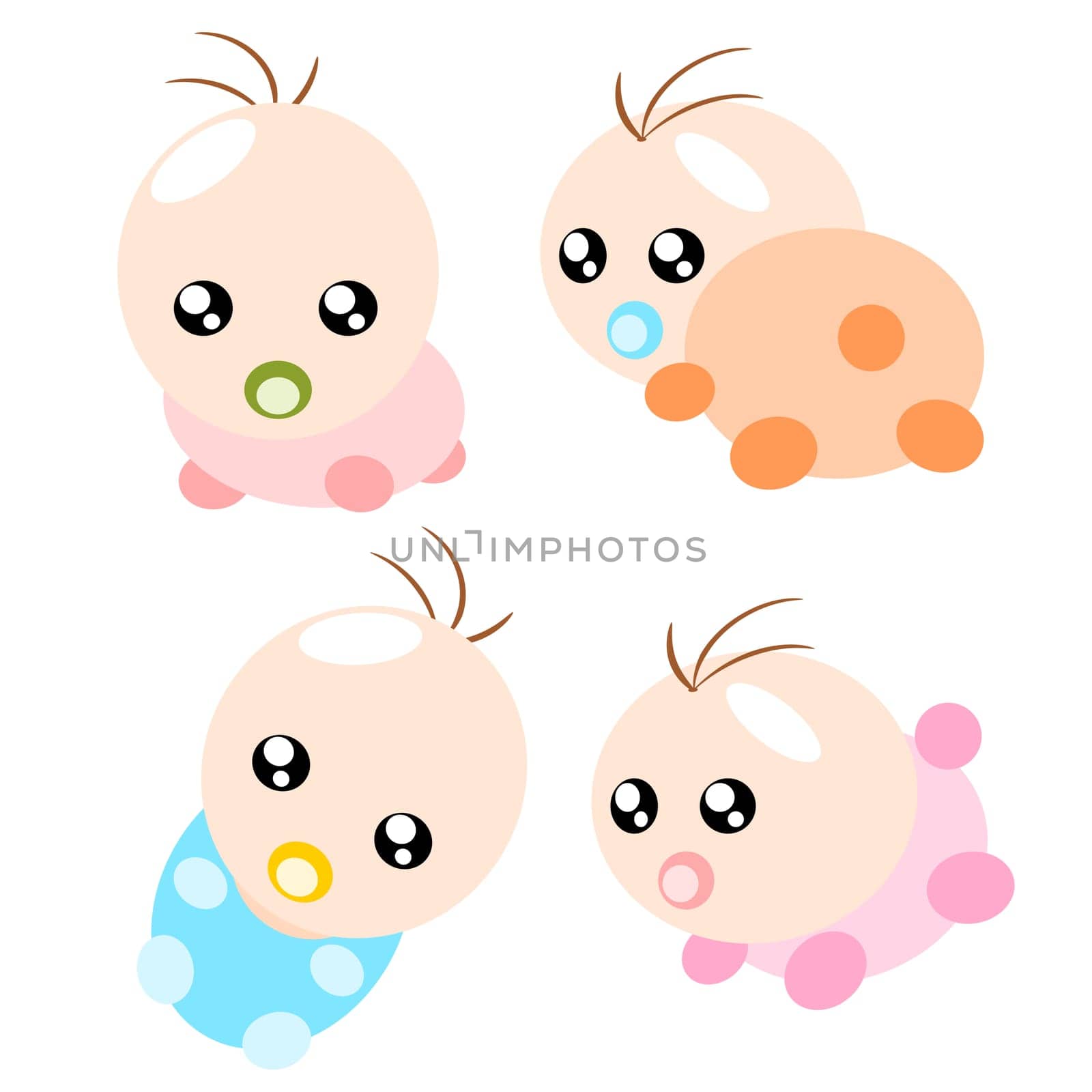 Cartoon baby action and emotion cute concept illustration