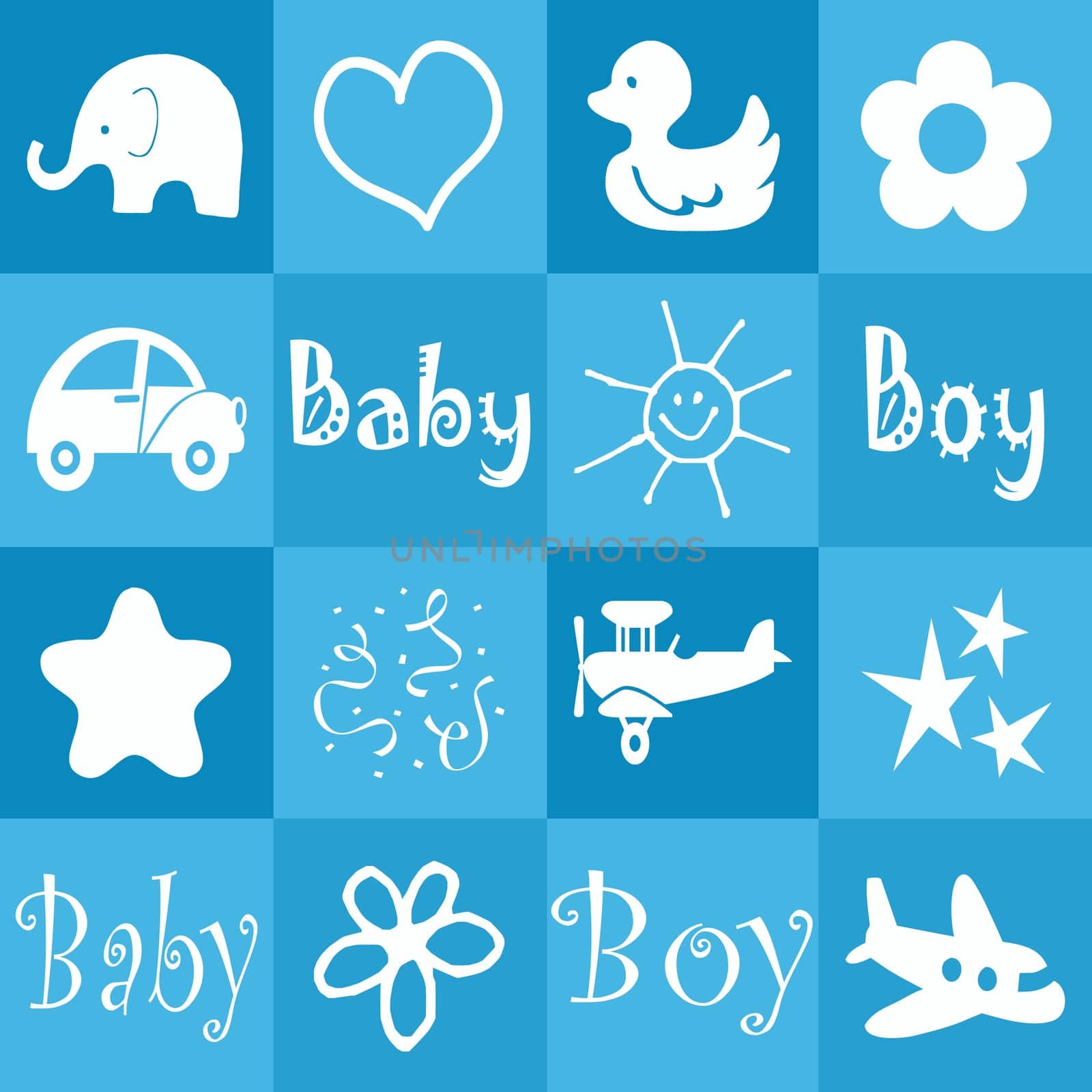 Baby boy announcement card in blue