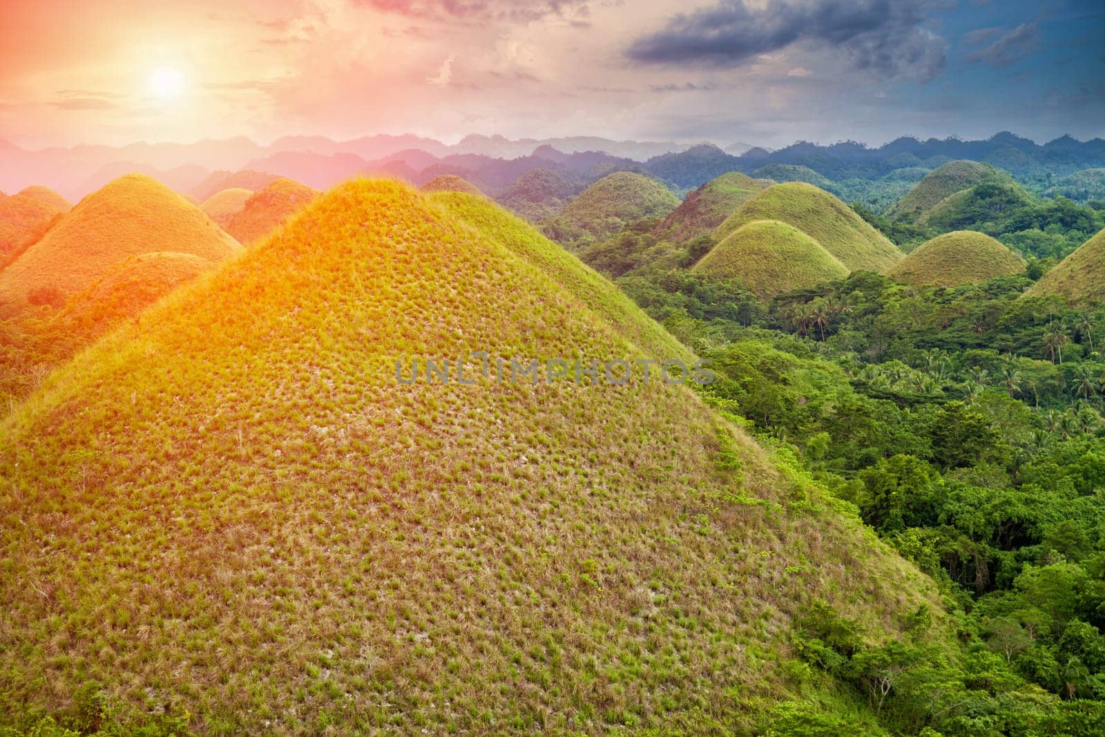 Beautiful scenery of Chocolate Hills in Bohol, Philippines