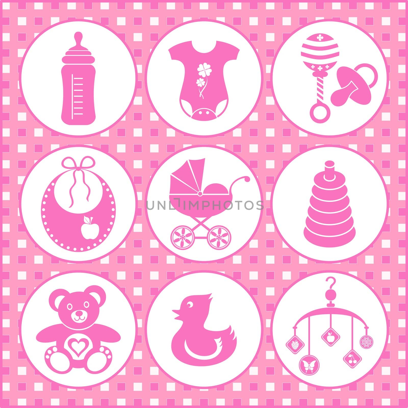 set of baby girl icons