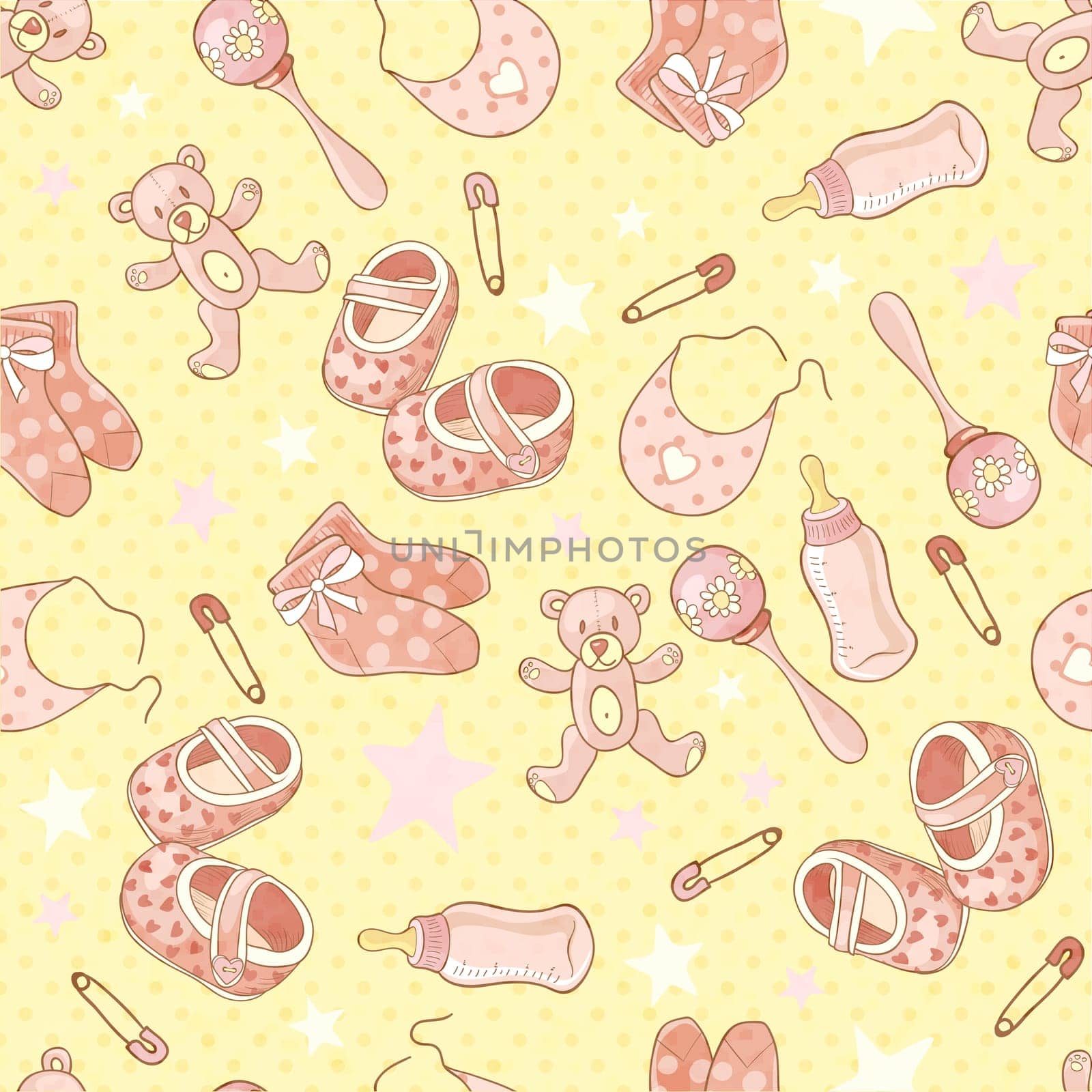 cute newborn seamless background, vector illustration, eps10