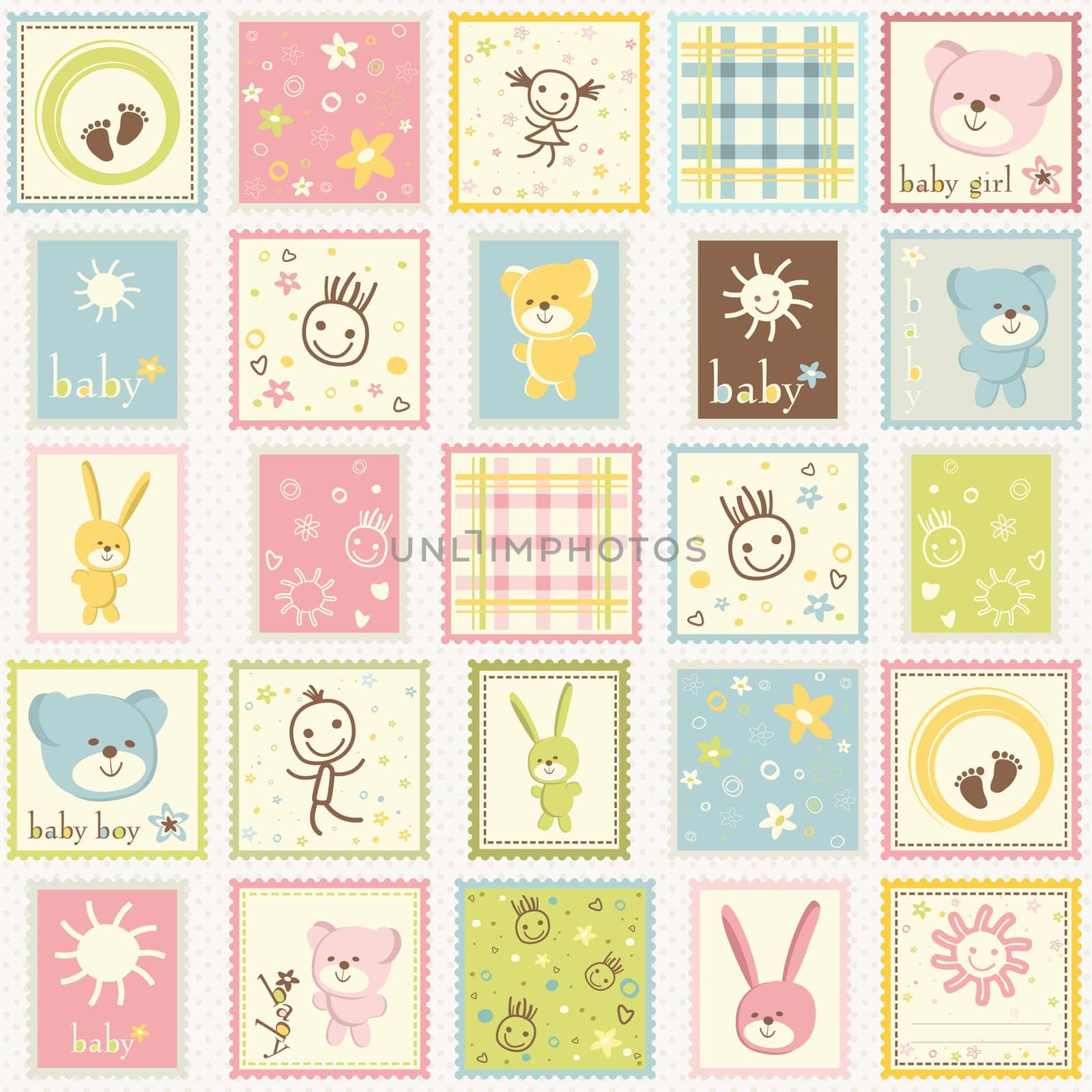 baby postage colored cute set