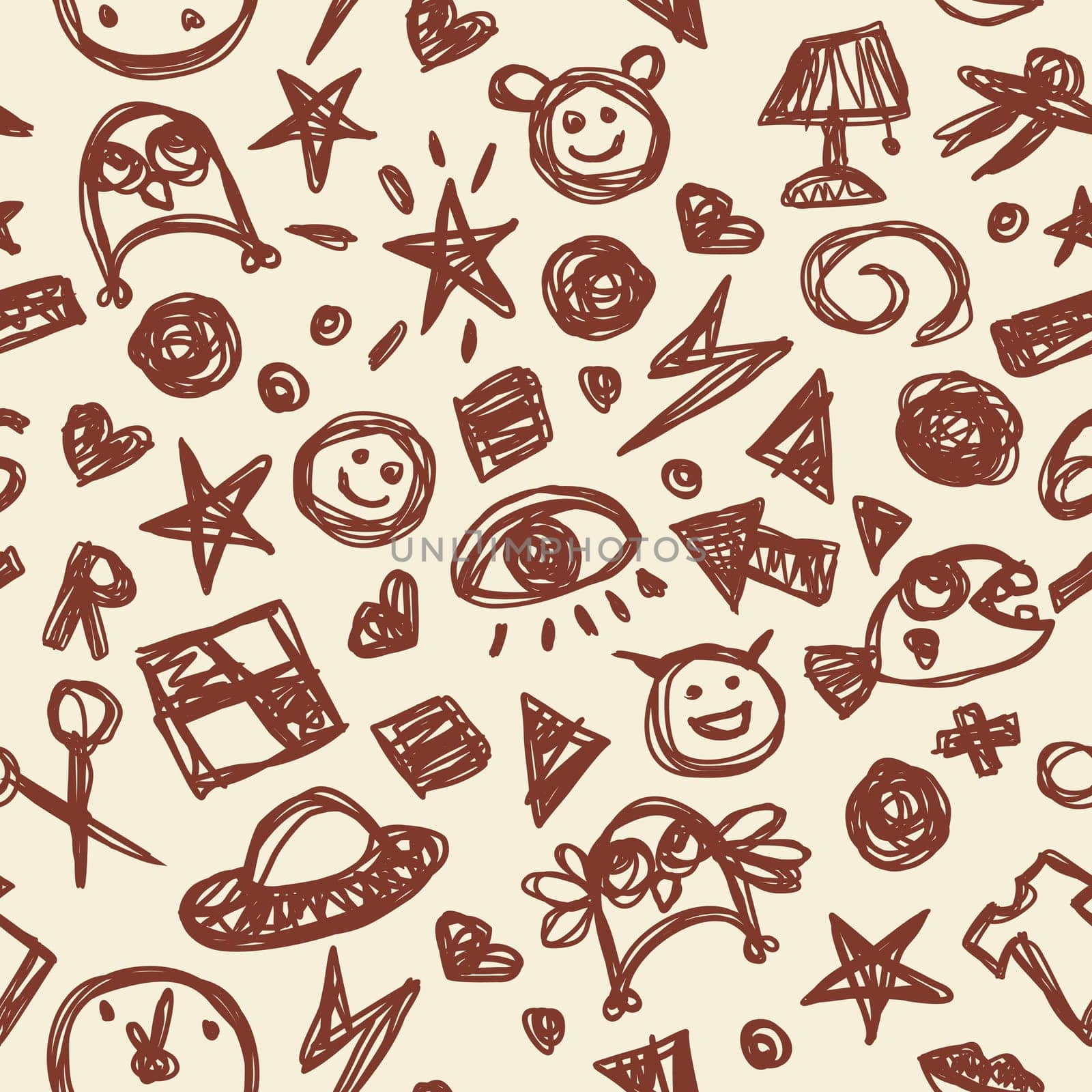 abstract scribble cute seamless pattern vector illustration