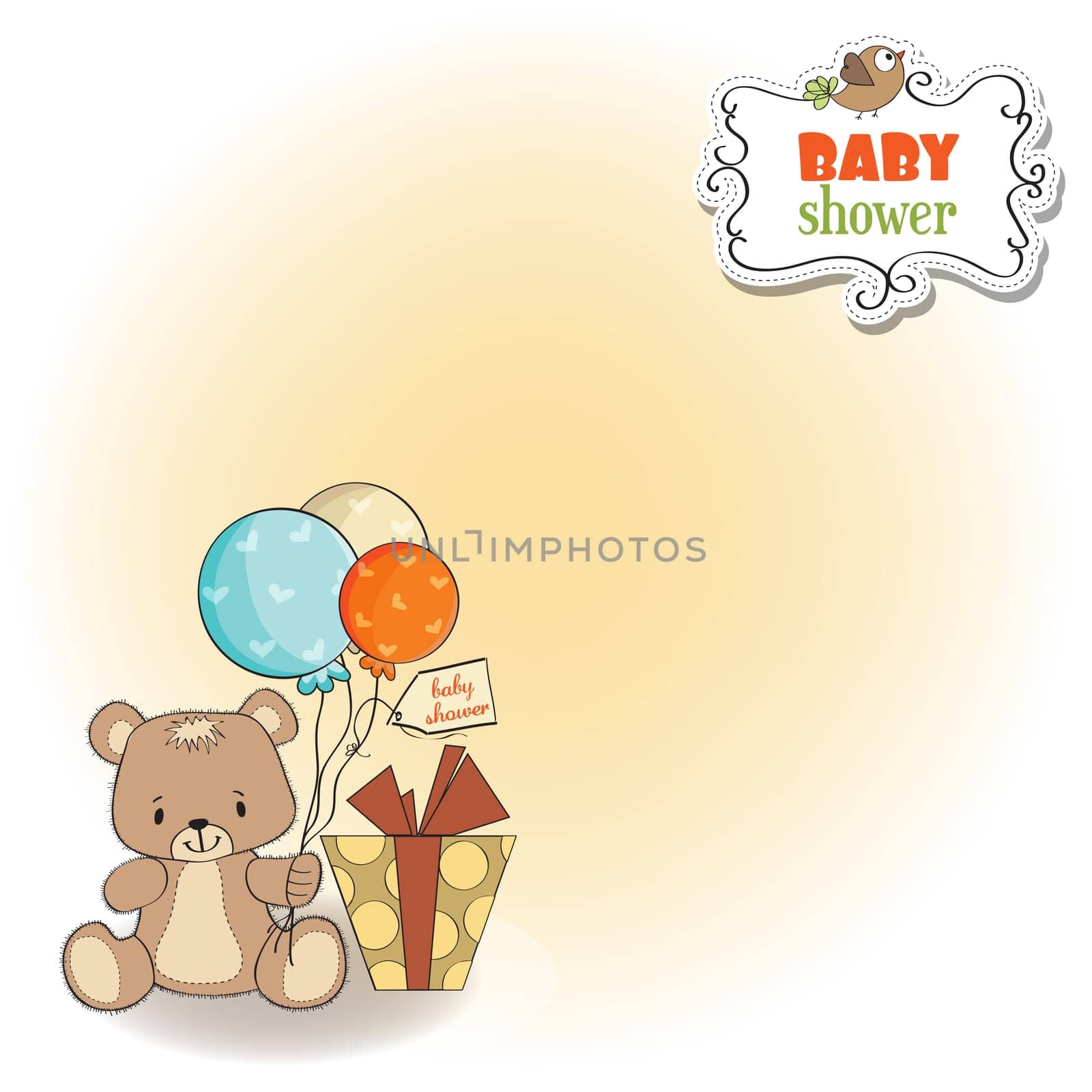 baby shower card with cute teddy bear