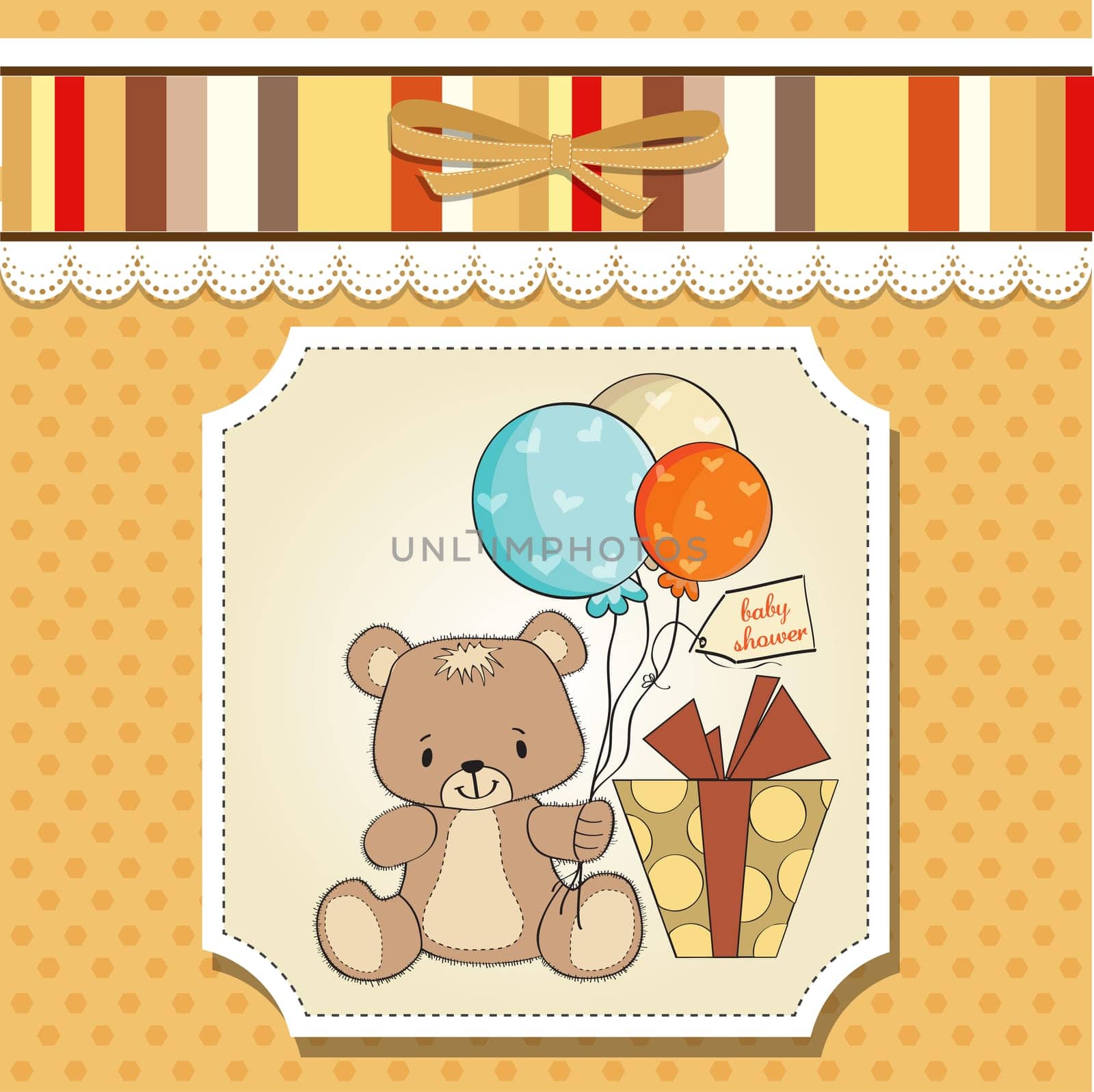 baby shower card with cute teddy bear