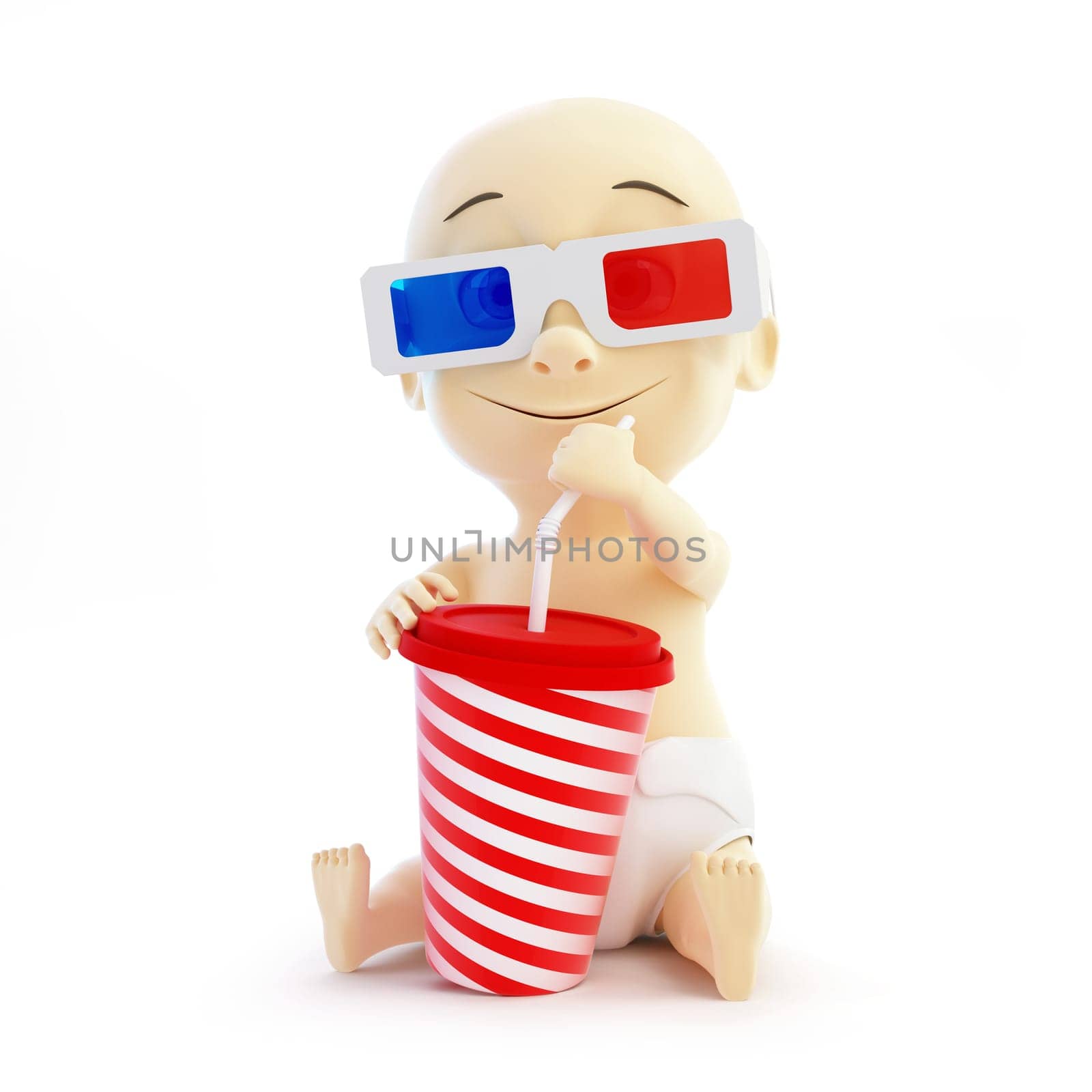 baby 3d cinema glasses on black background