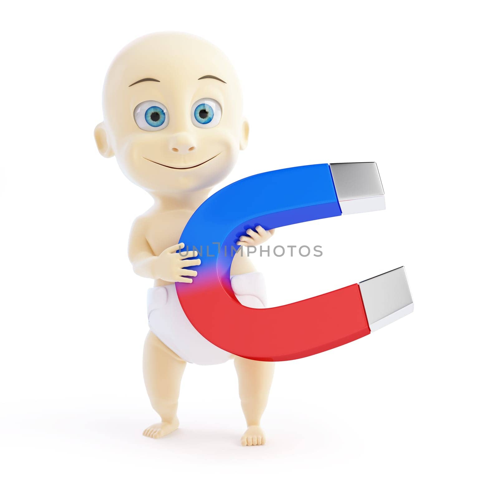 baby magnetic field 3d Illustrations on a white background