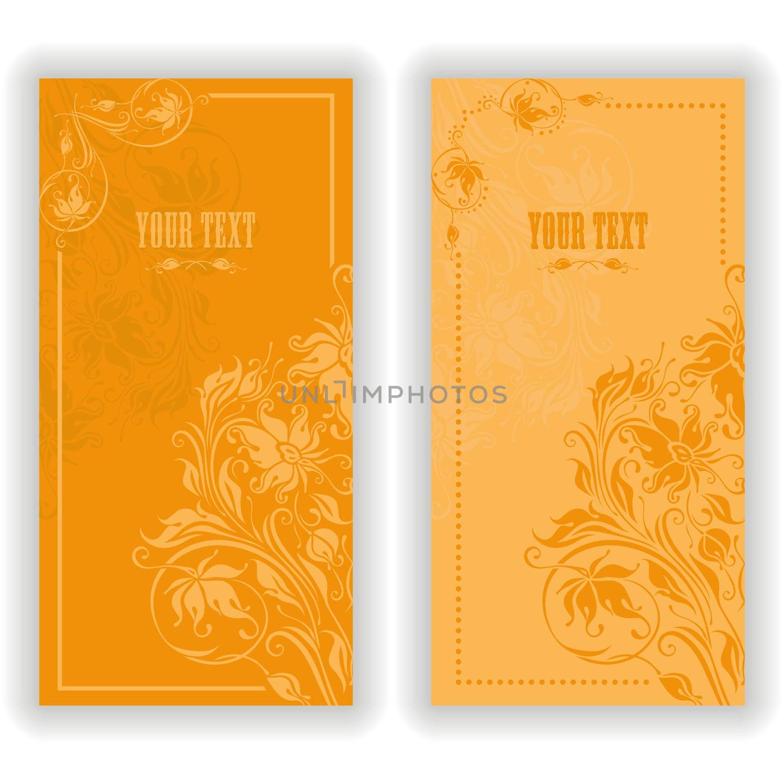 Template design for invitation with damask ornaments. Vector illustration in vintage style.