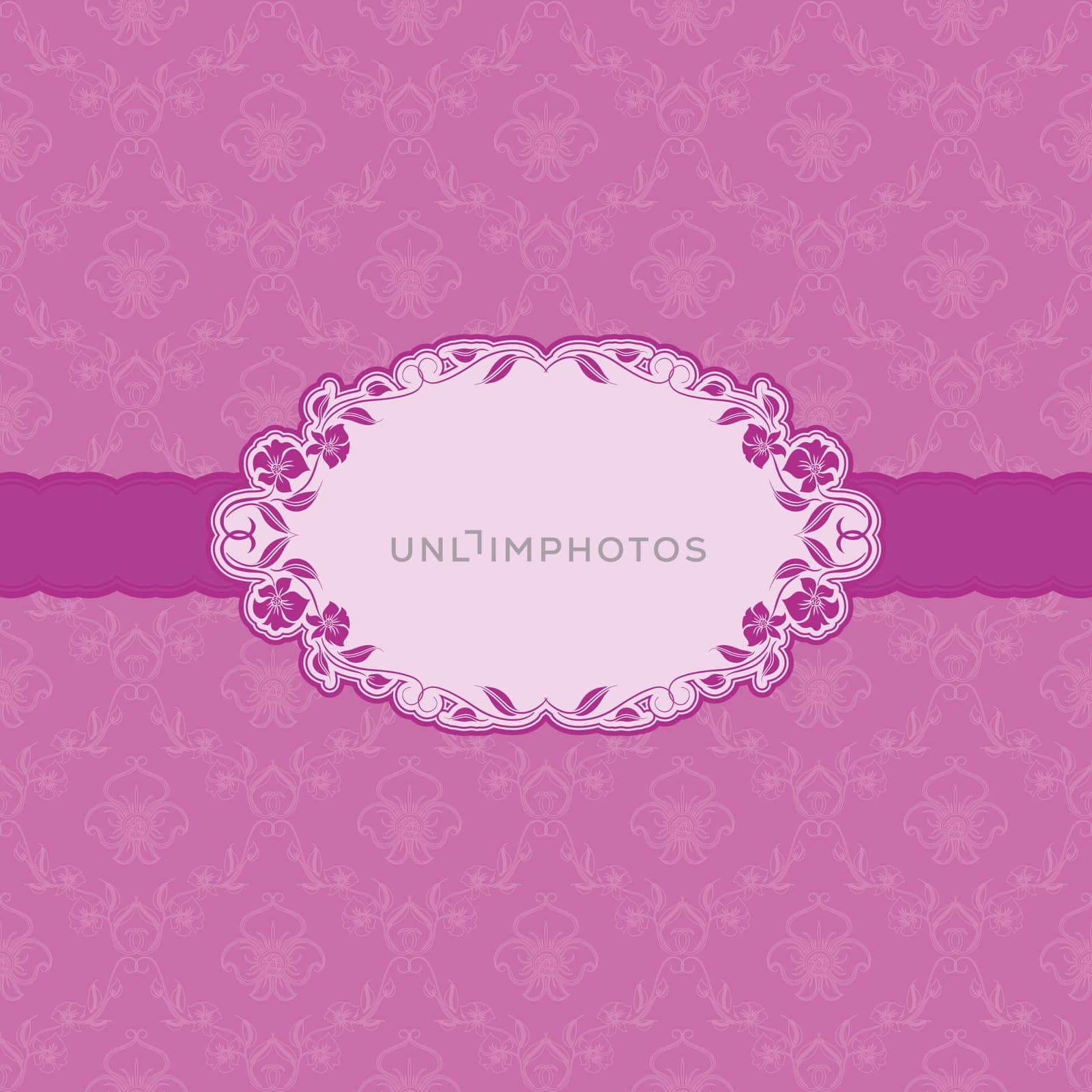 Vector template frame design for greeting card . Background - seamless pattern.