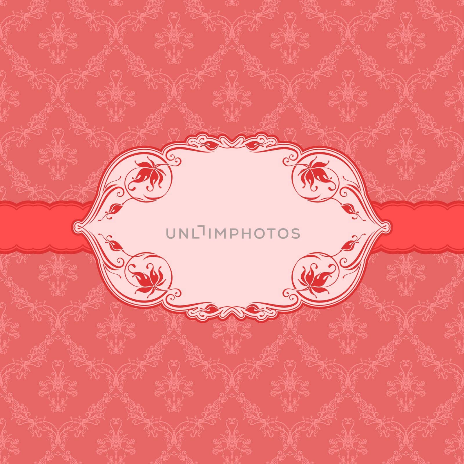 Vector template frame design for greeting card . Background - seamless pattern.