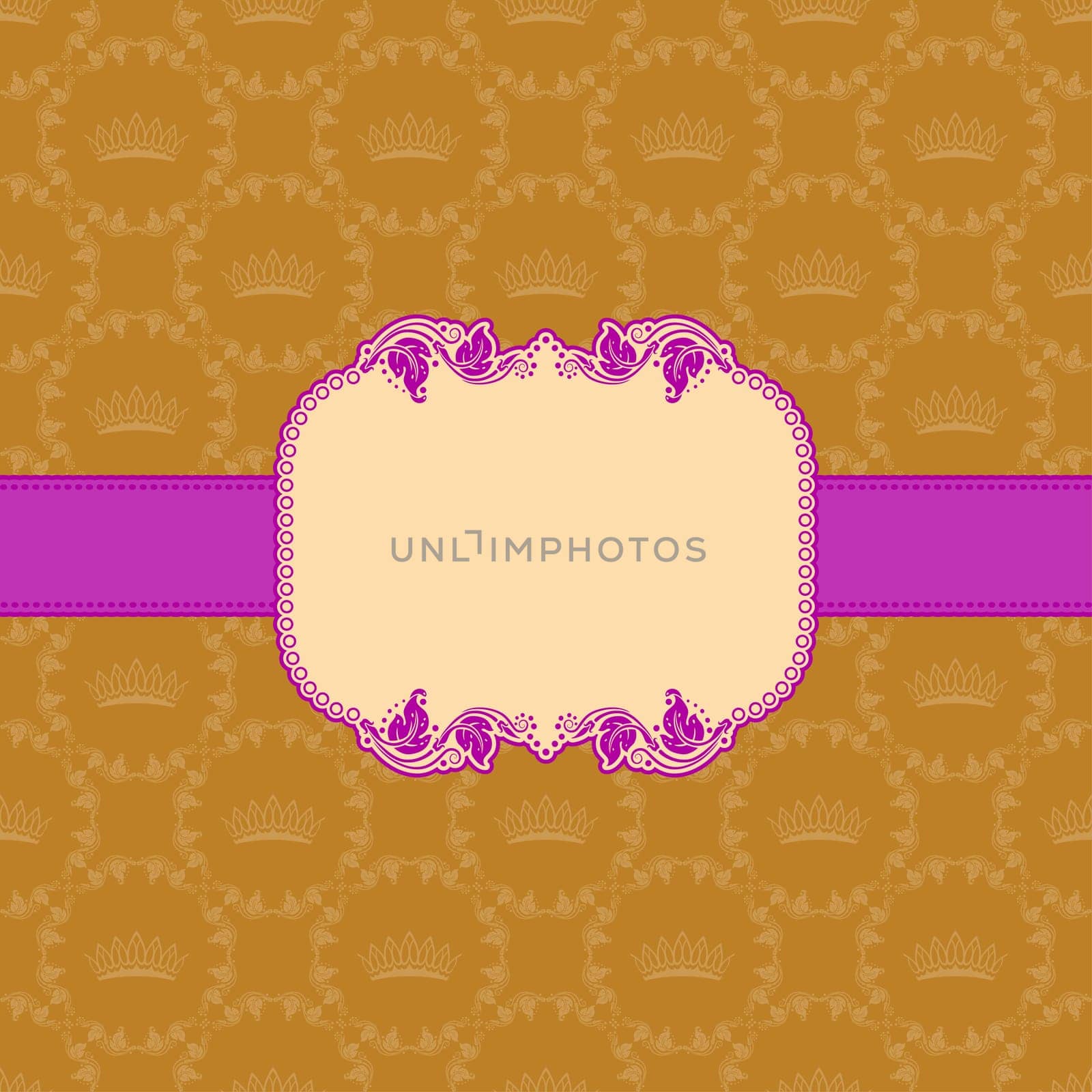 Vector template frame design for greeting card . Background - seamless pattern.