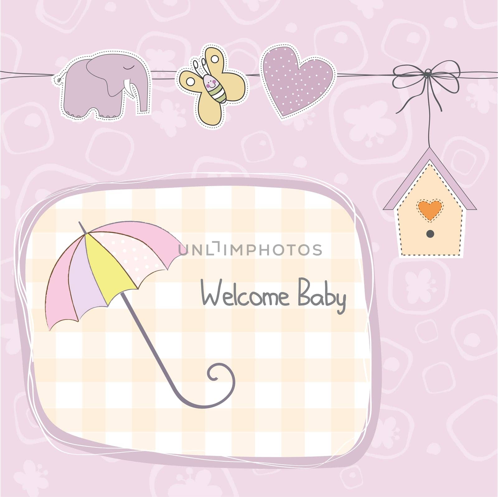 baby girl shower card, illustration in vector format