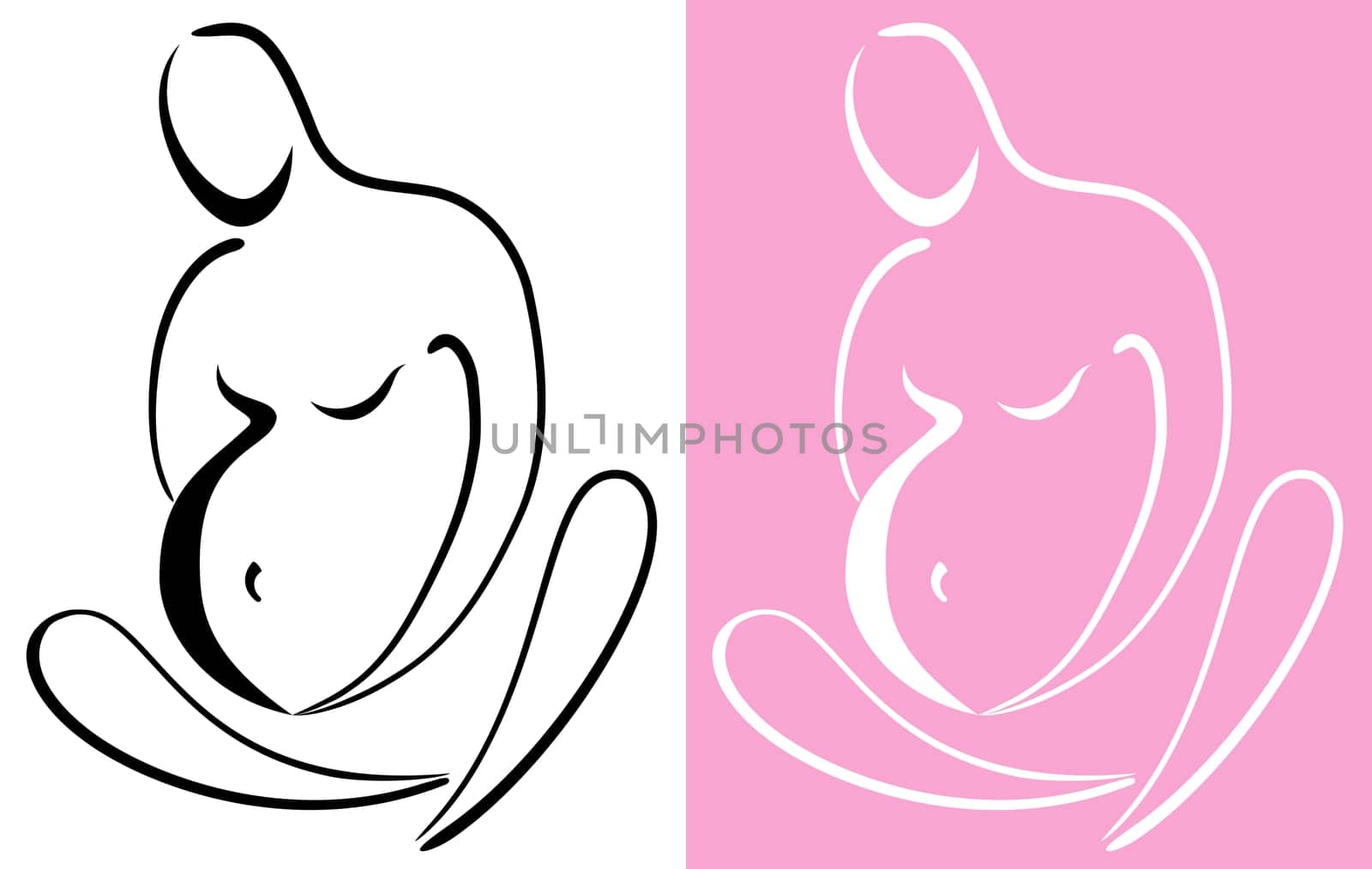Pregnant woman. Line drawing. Sketch silhouette.